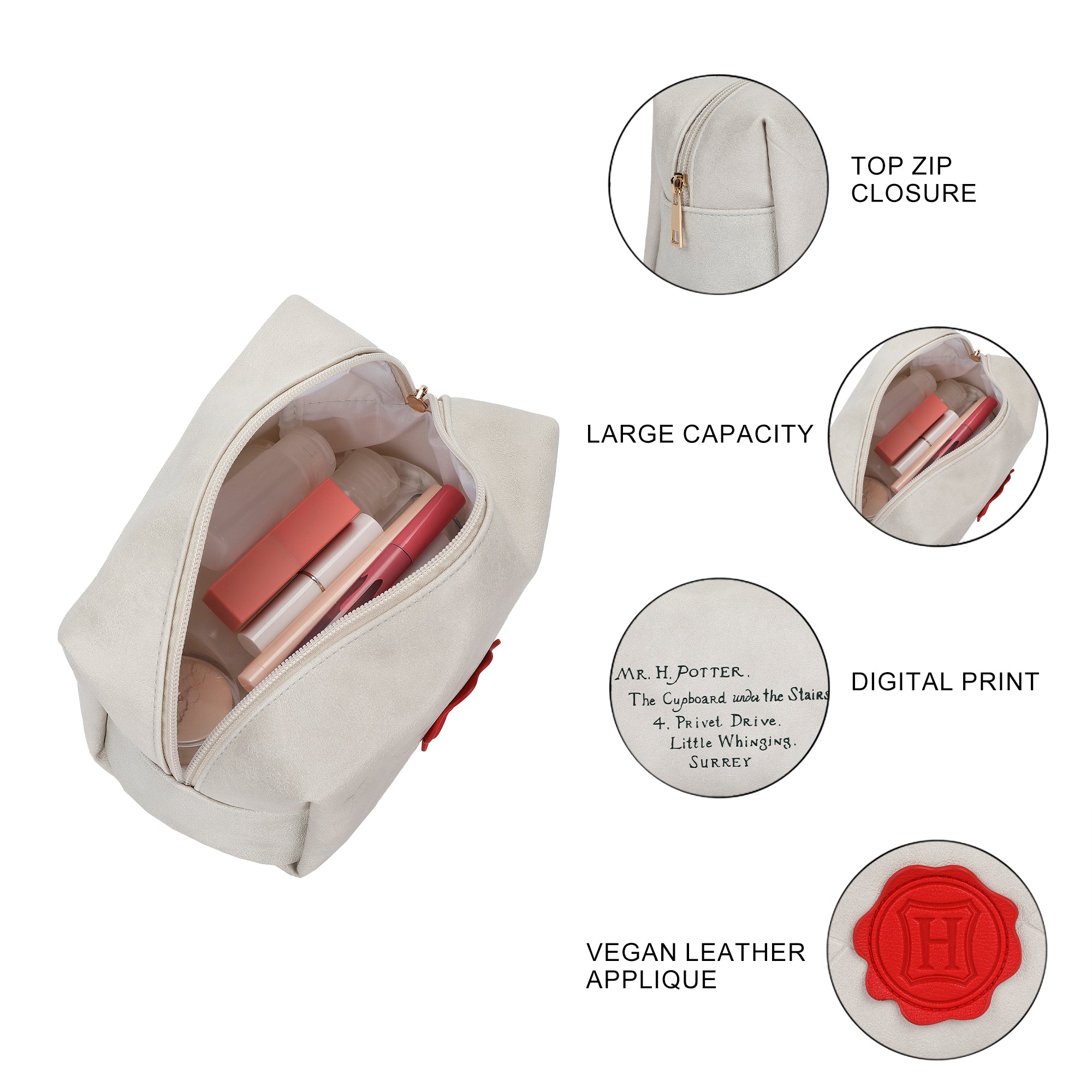 Harry Potter Hogwarts Acceptance Letter Cosmetic Bag with Wax Seal Detail