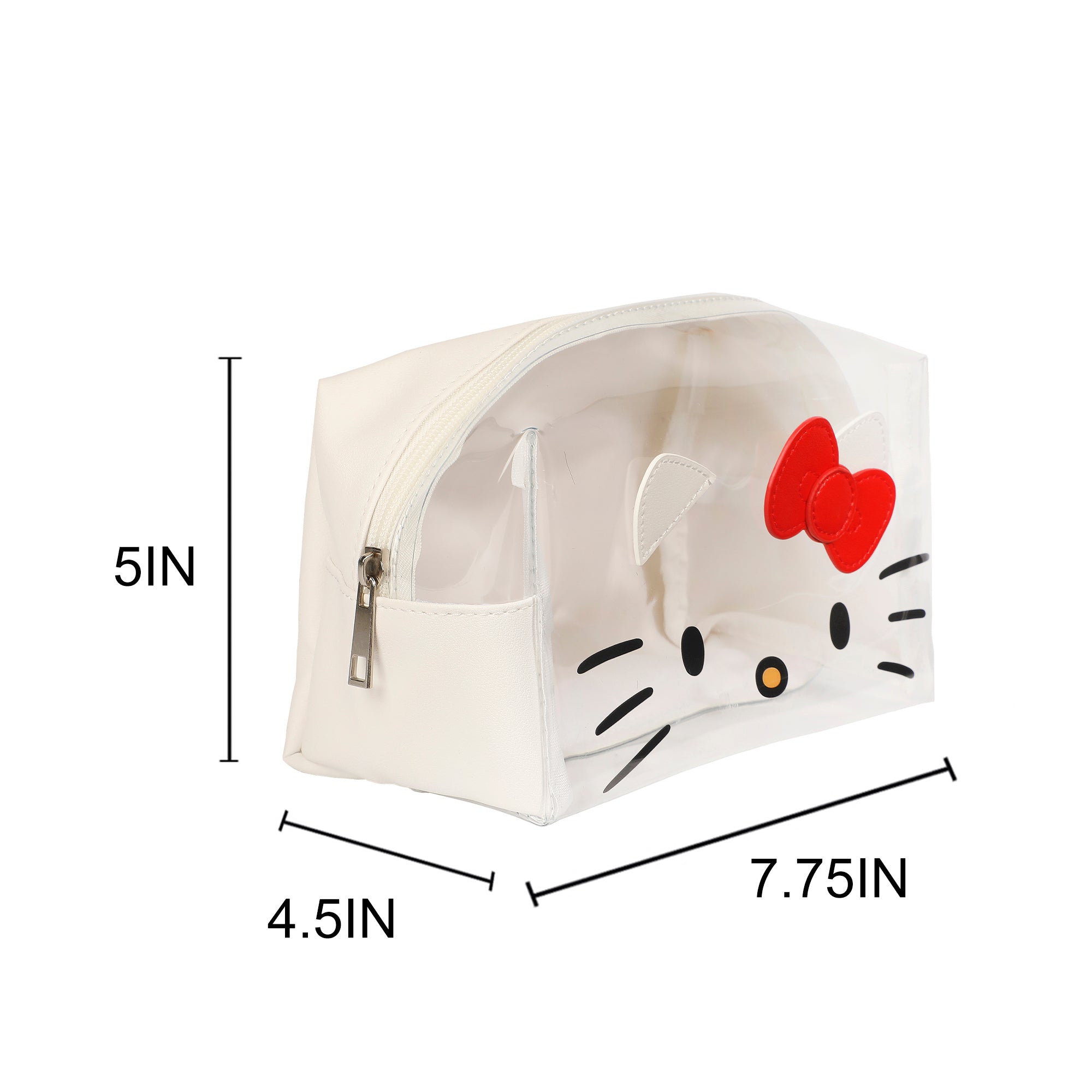 Sanrio Hello Kitty Face Cosmetic Bag with 3D Bow and Zipper Closure