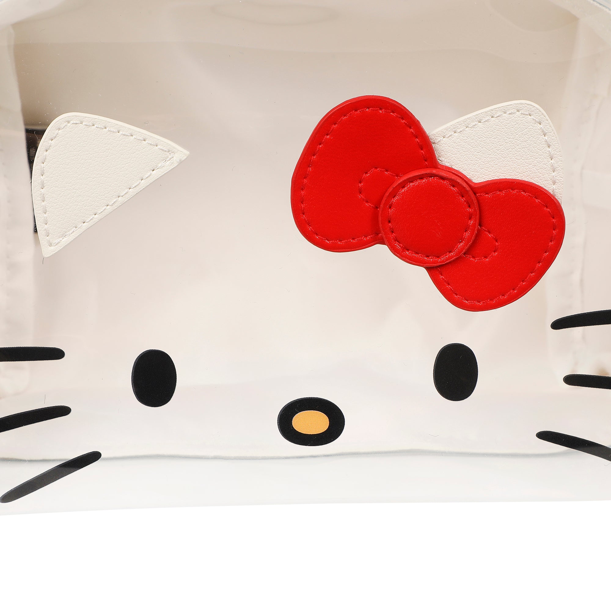 Sanrio Hello Kitty Face Cosmetic Bag with 3D Bow and Zipper Closure