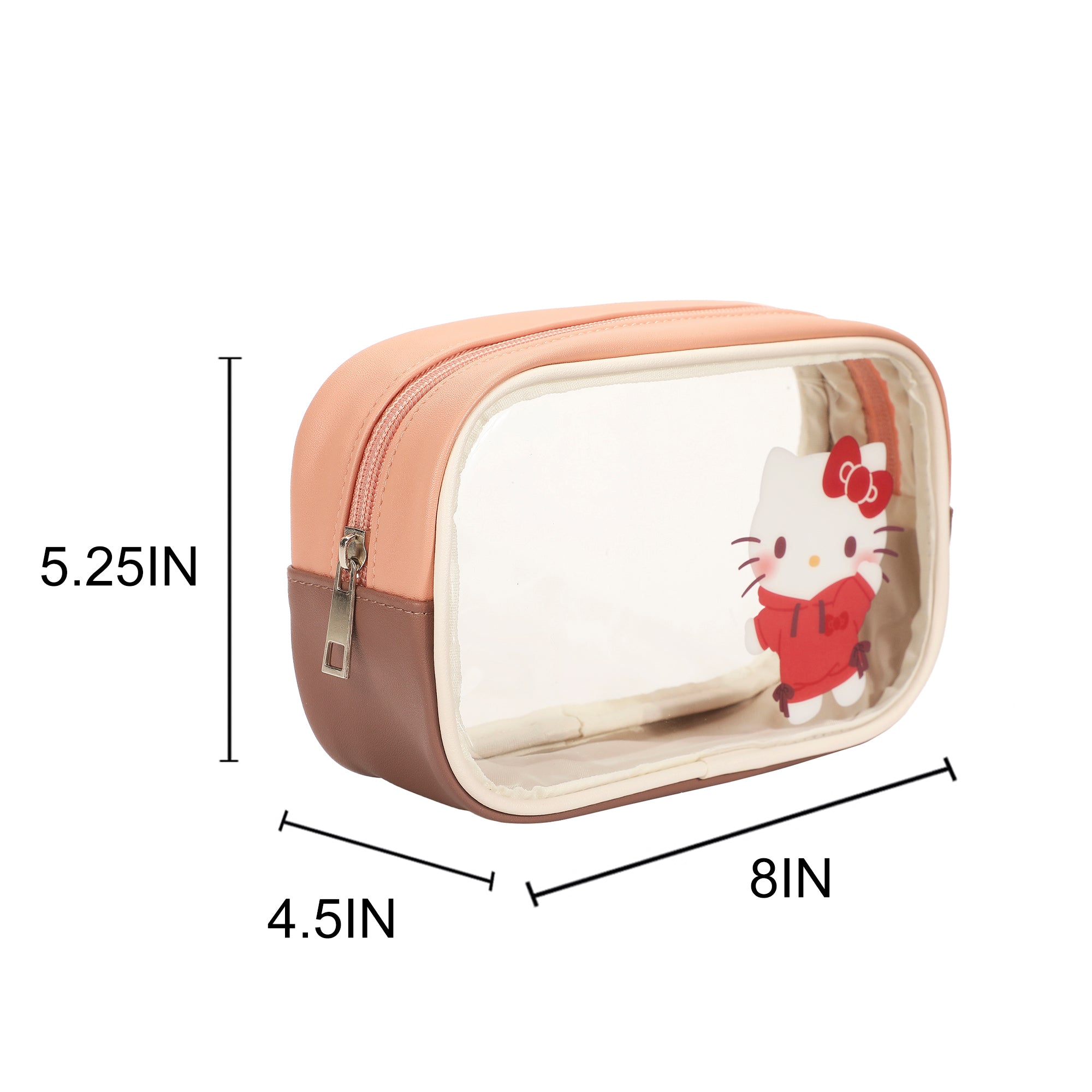 Sanrio Hello Kitty 3-Piece Cosmetic Bag Set with Pattern Print and Zipper Closure
