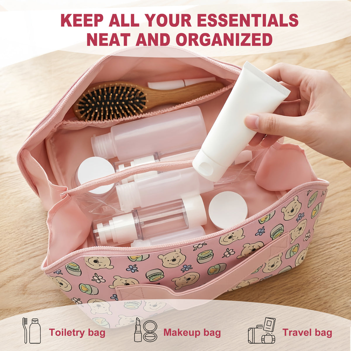Winnie The Pooh Honey Floral Pink Cosmetic Bag for Women