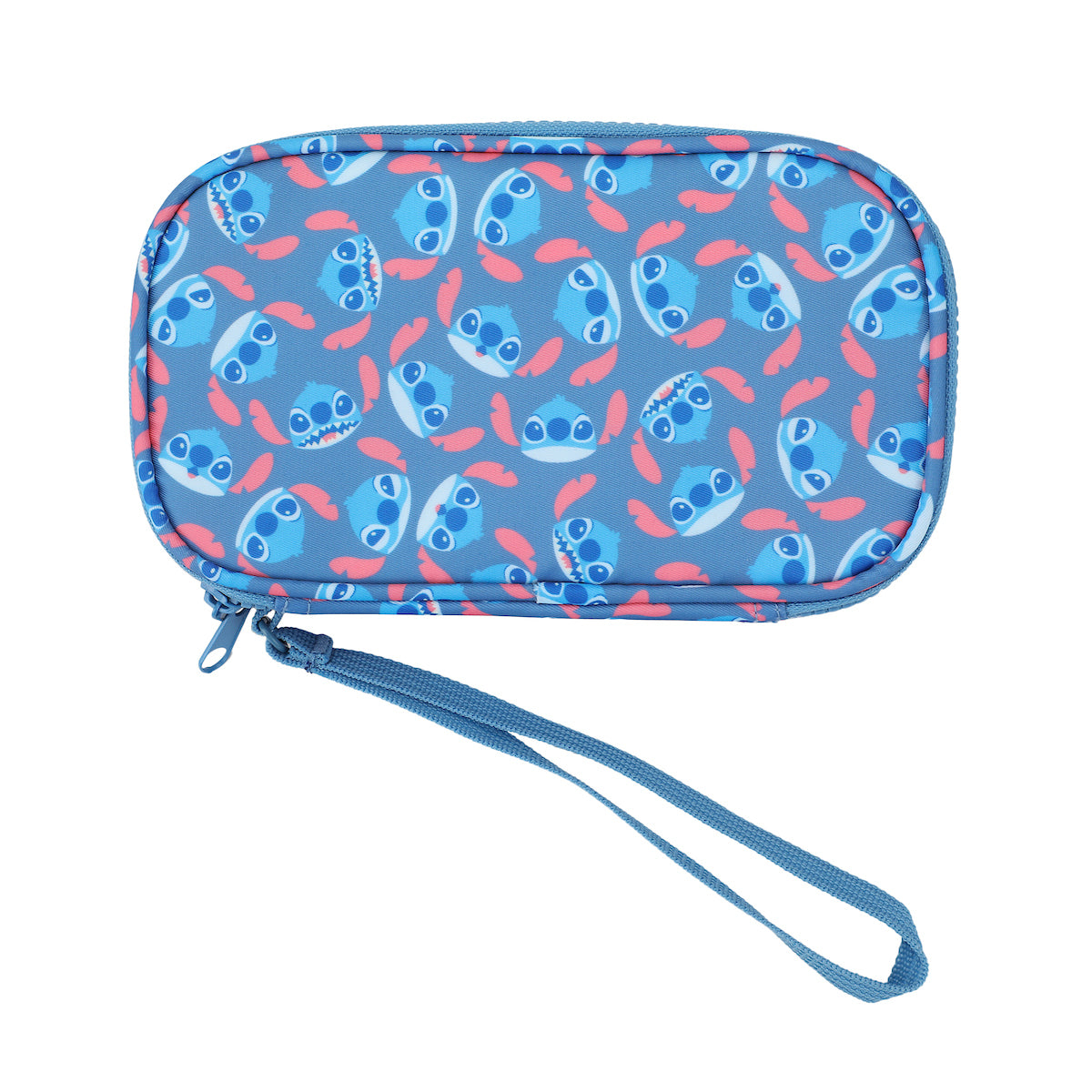 Disney Stitch Repeat Character Heads 4" Blue Tech Cable Organizer Travel Case