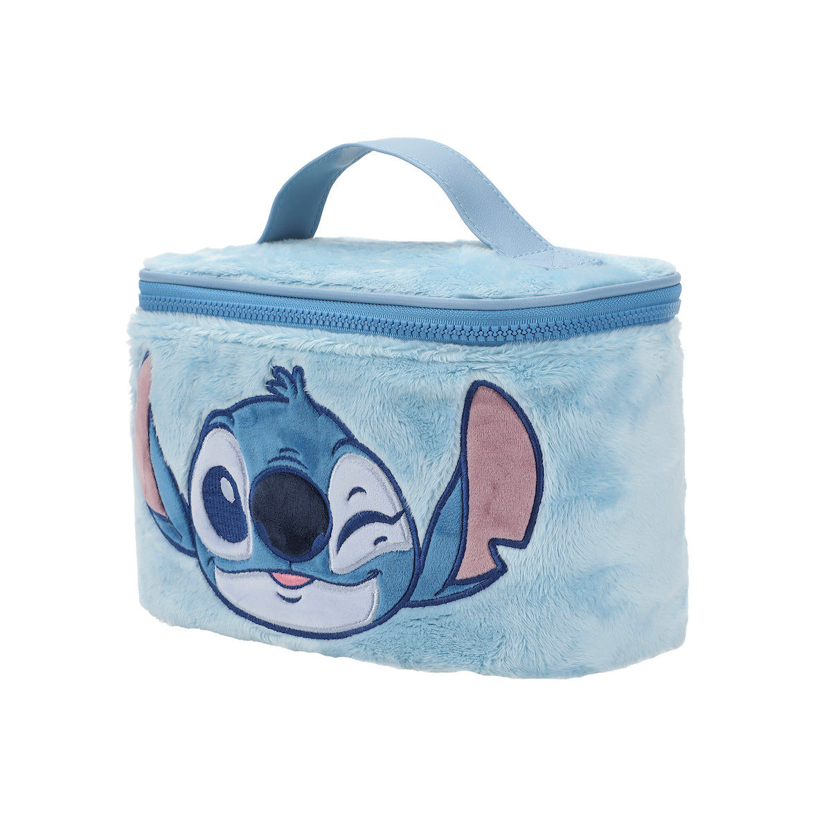 Disney Stitch Embroidered Face Blue 6" Beauty Case