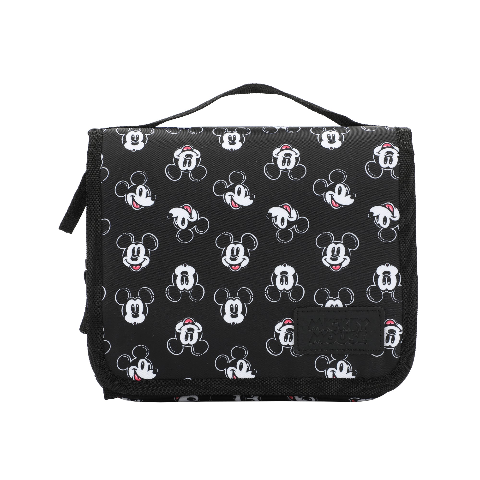 Disney Mickey Mouse Heads 6.5" Black Folding Hanging Toiletry Travel Bag