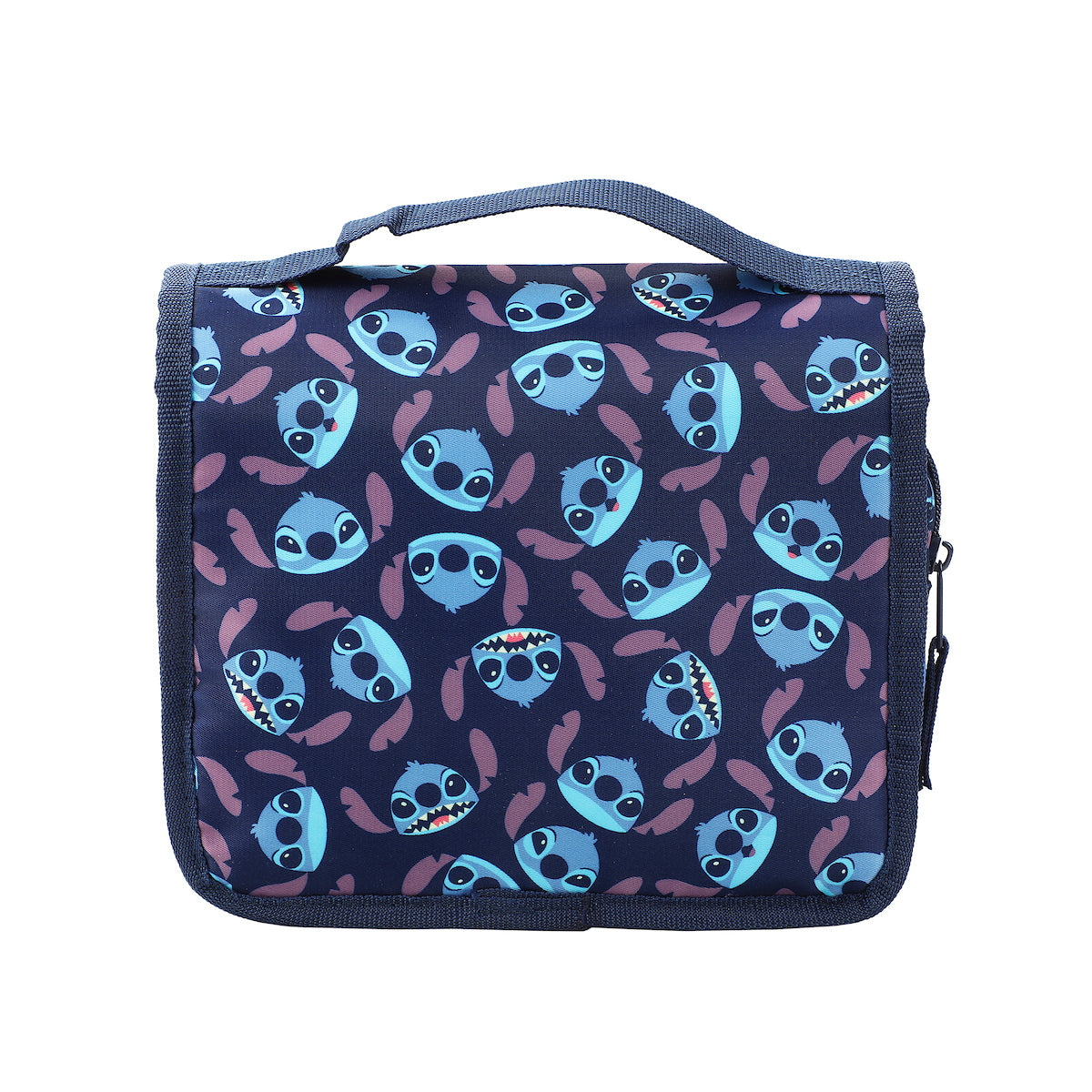 Disney Stitch Character Heads All-Over Print Blue 8.2" Folding Hanging Toiletry Kit