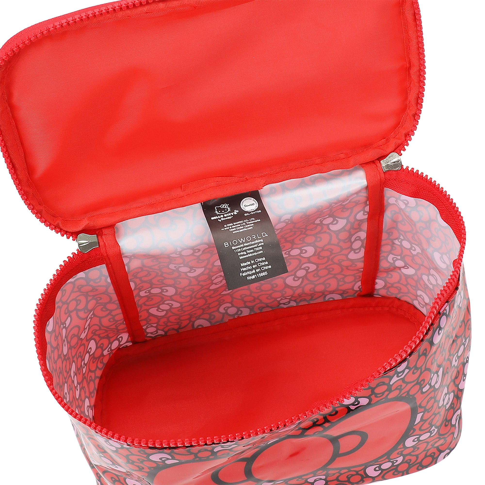 Hello Kitty Bows Clear Plastic Printed Cosmetic Case