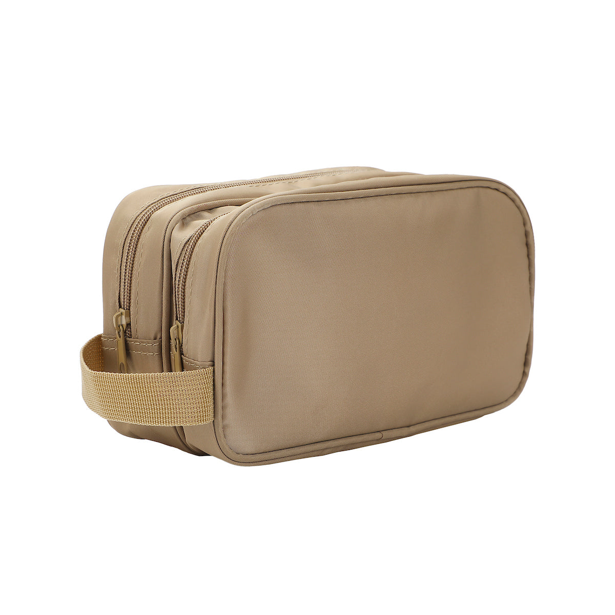 Dual Compartment Beige Toiletry Cosmetic Kit