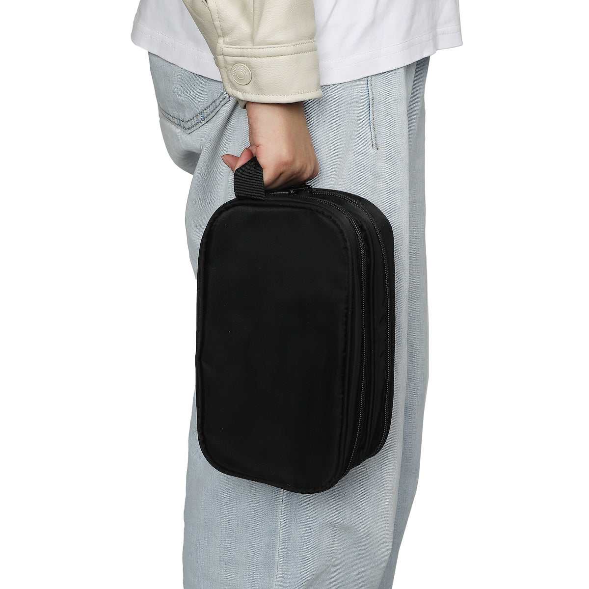 Dual Compartment Black Toiletry Cosmetic Kit