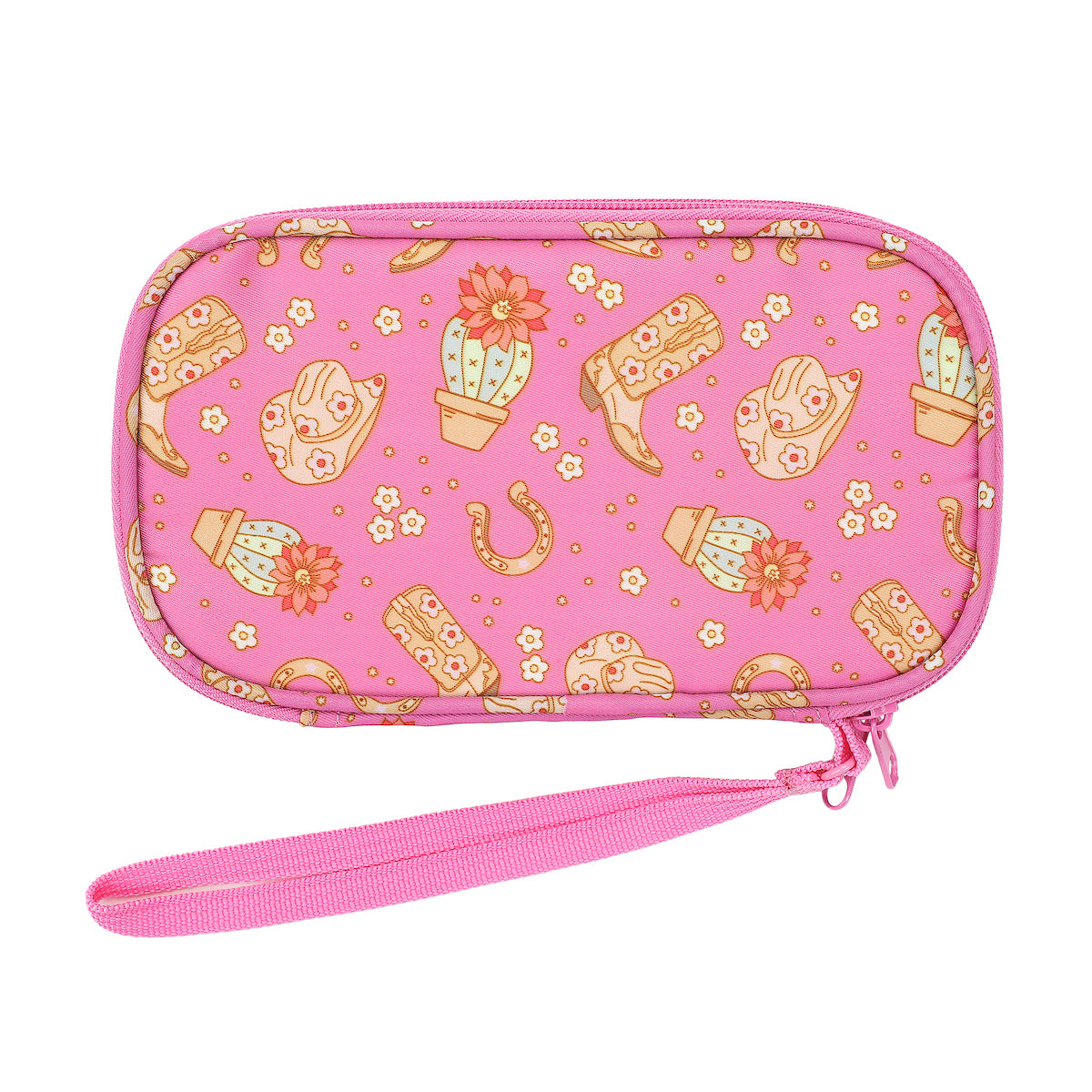 Western Print Pink Zip-Around Tech Organizer