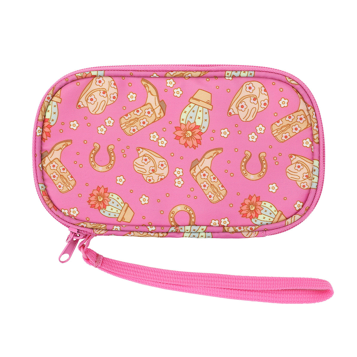 Western Print Pink Zip-Around Tech Organizer