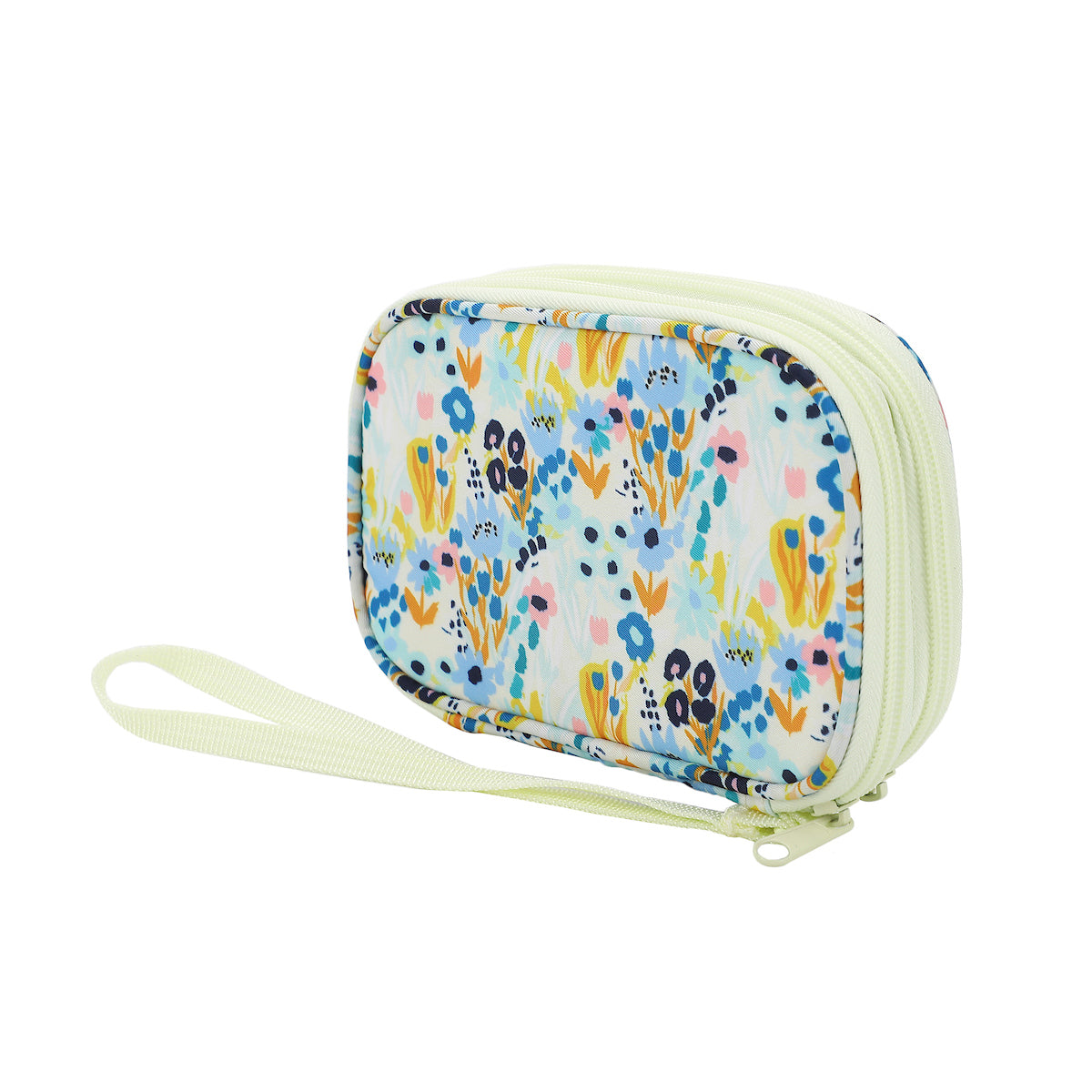 Floral Print Cream Zip-Around Tech Organizer
