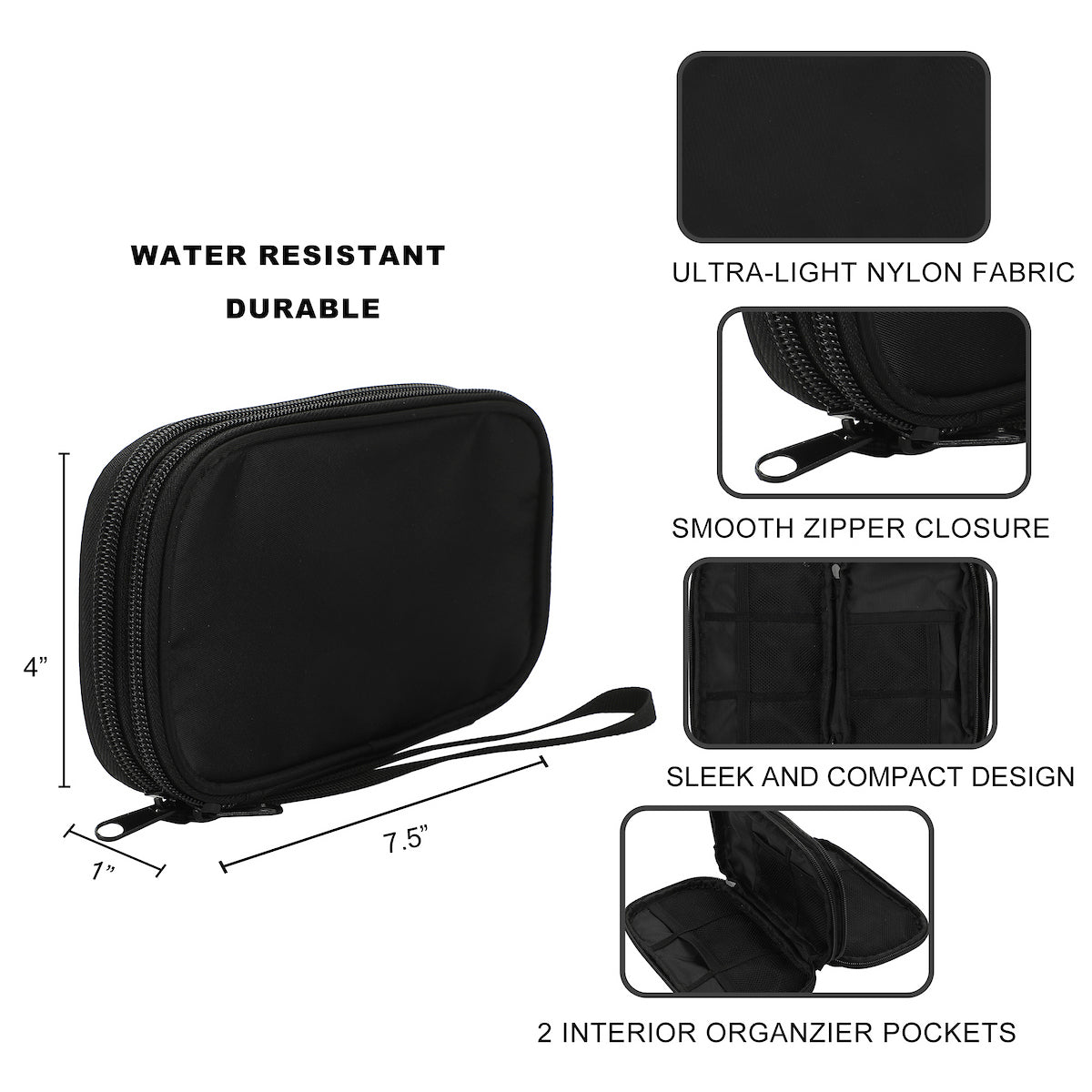Black Zip-Around Tech Organizer