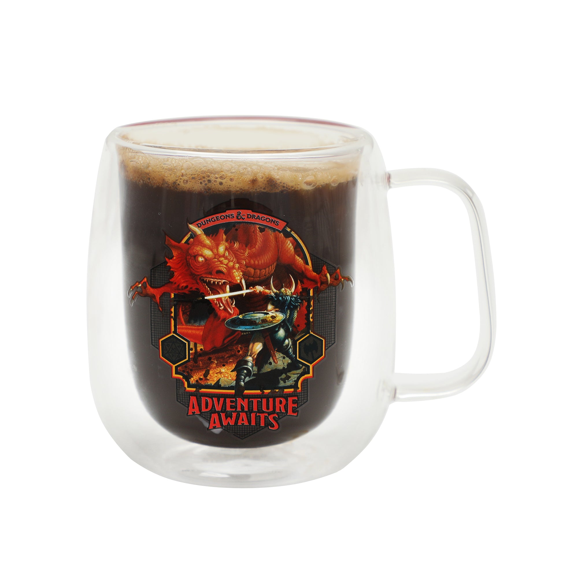 Dungeons & Dragons Ampersand & Red Dragon Double Wall Glass Mug - 11oz