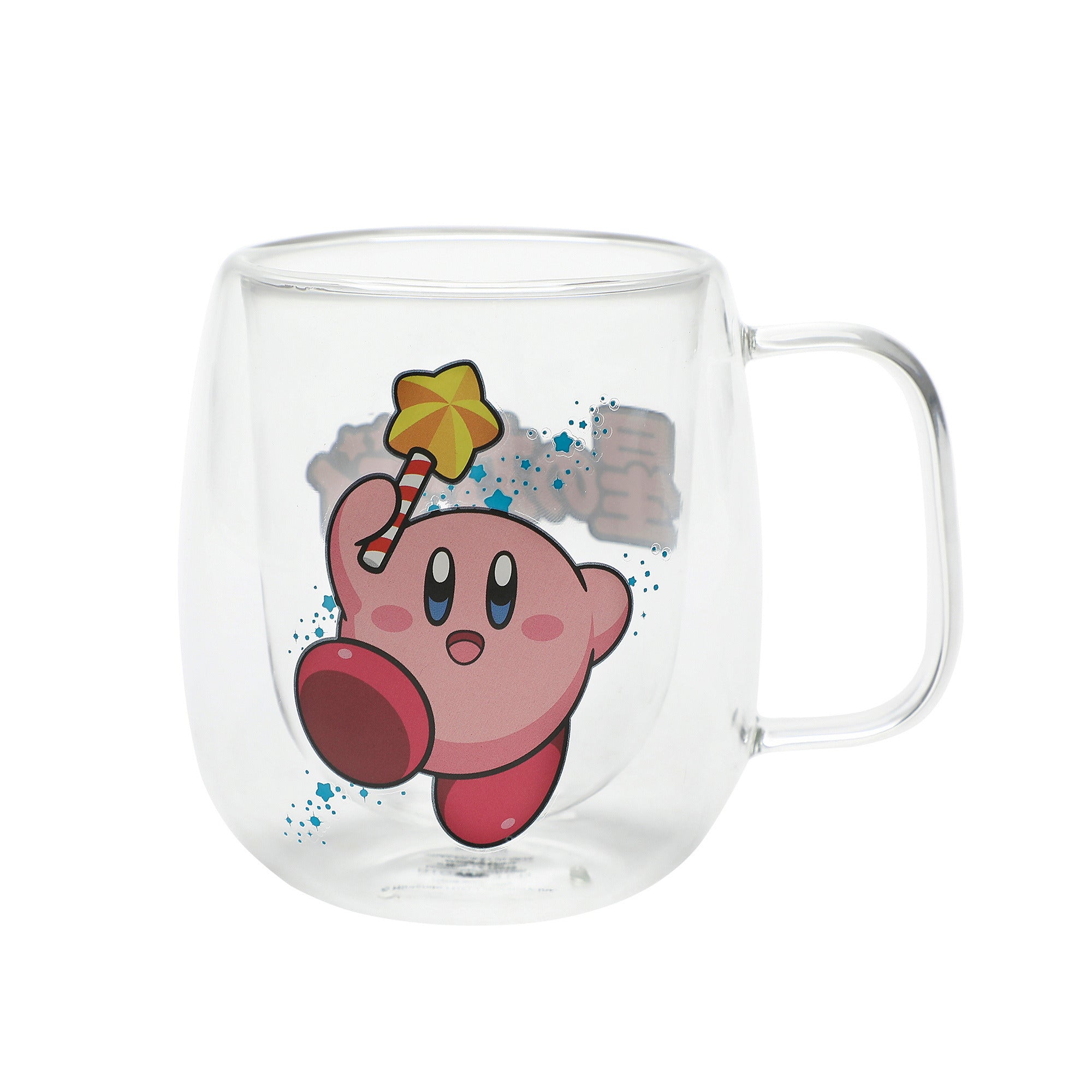 Kirby Character Print 12 oz Double Wall Glass Mug for Adult Fans & Collectors