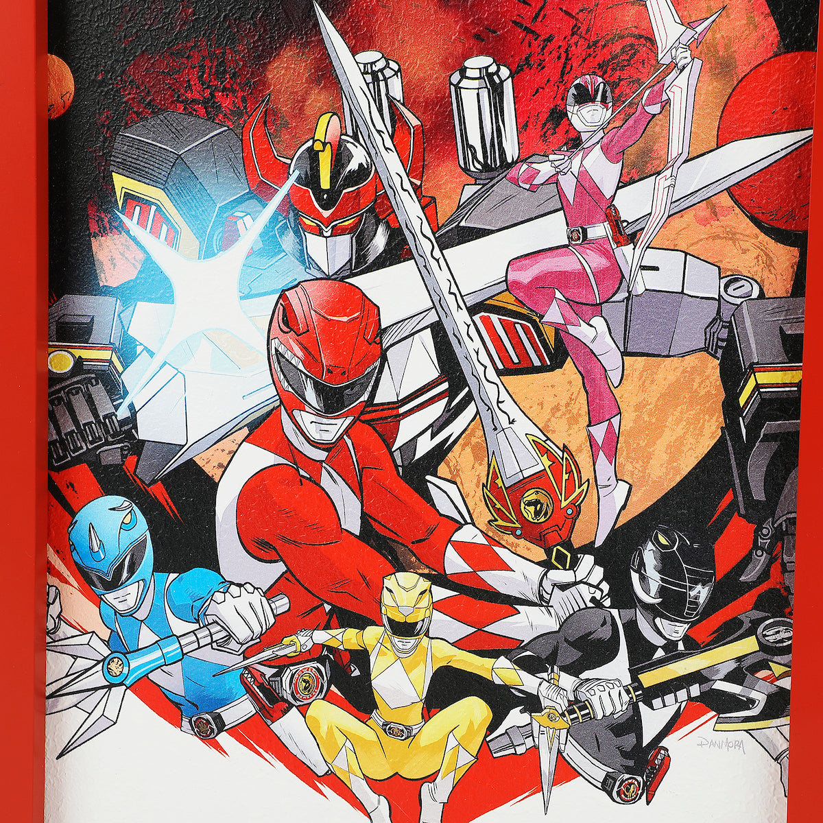 Power Rangers Action-Packed Group Shot 11" X 18" Red Wall Frame