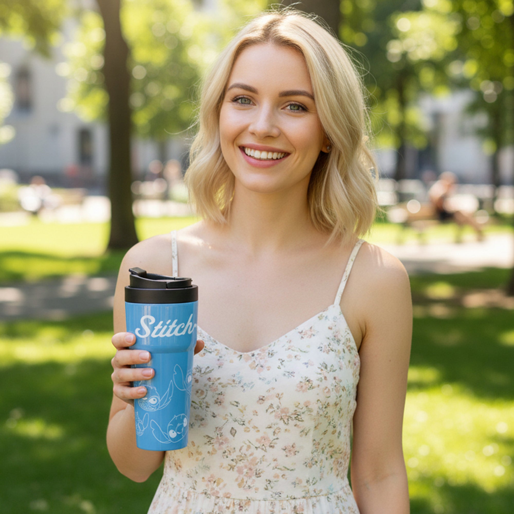 Lilo & Stitch Stitch Faces Blue 27 Oz Stainless Steel Coffee Tumbler