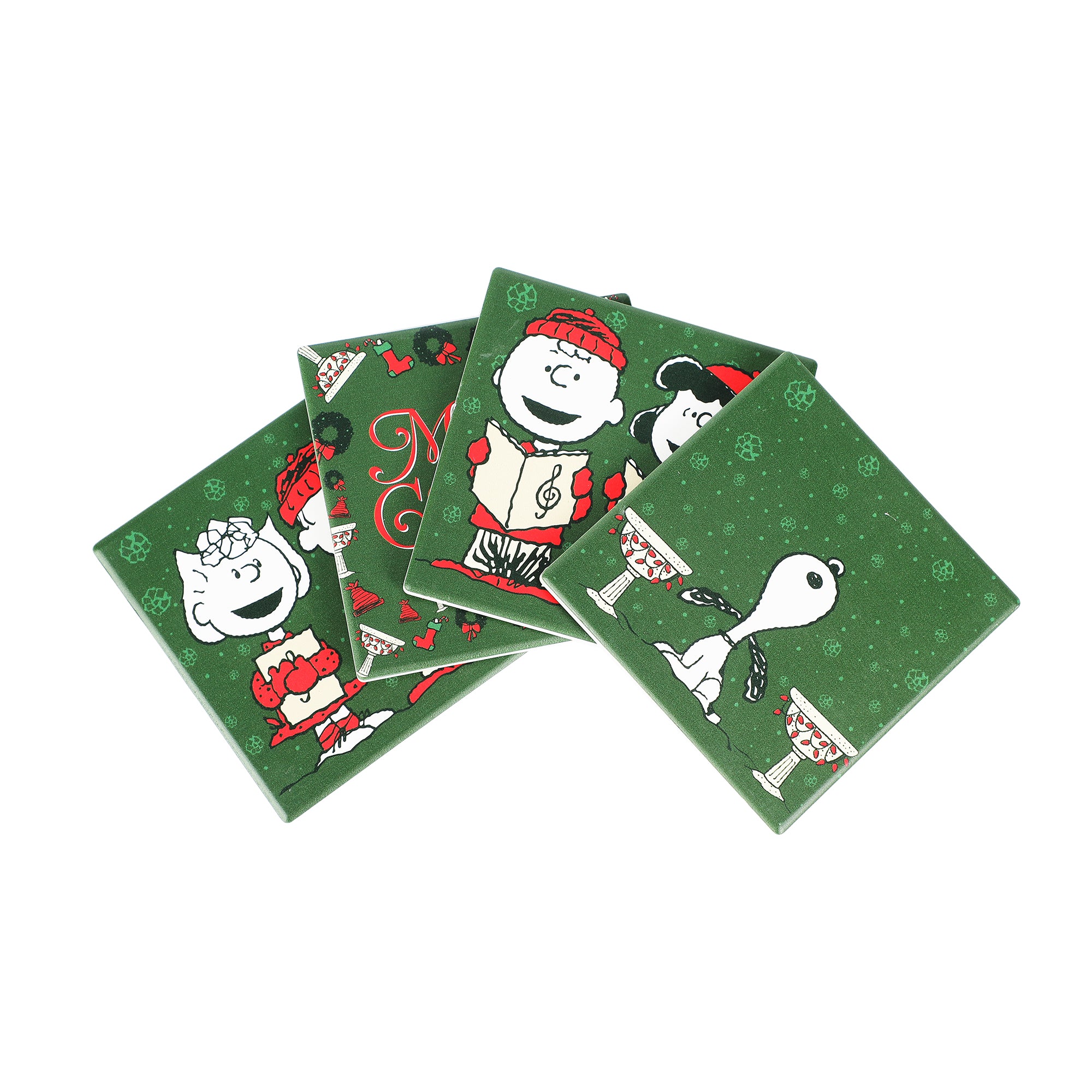 Peanuts Christmas Carolers 4-Pack Ceramic Coaster Set