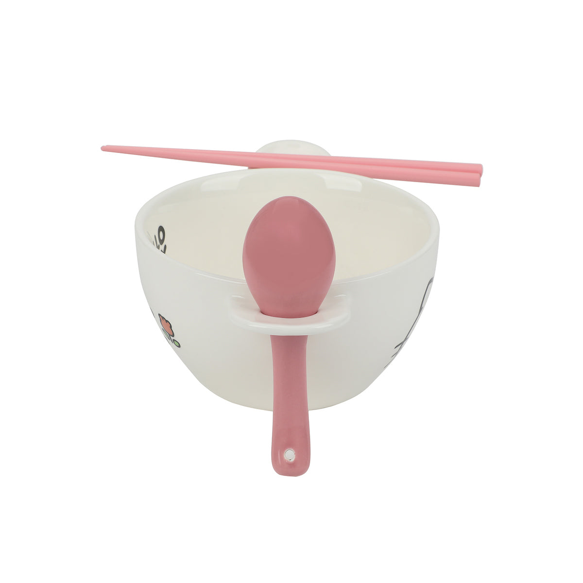 Hello Kitty Sanrio Enjoy The Little Things Ceramic Ramen Bowl With Spoon & Chopsticks