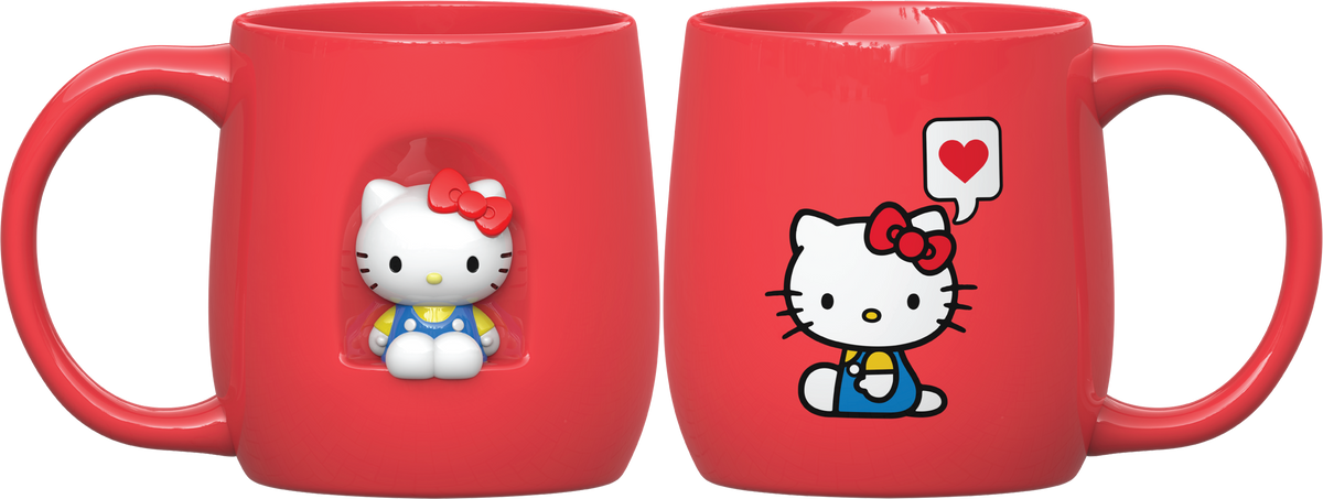 Hello Kitty Sculpted Sitting Ceramic Mug 16 oz Red