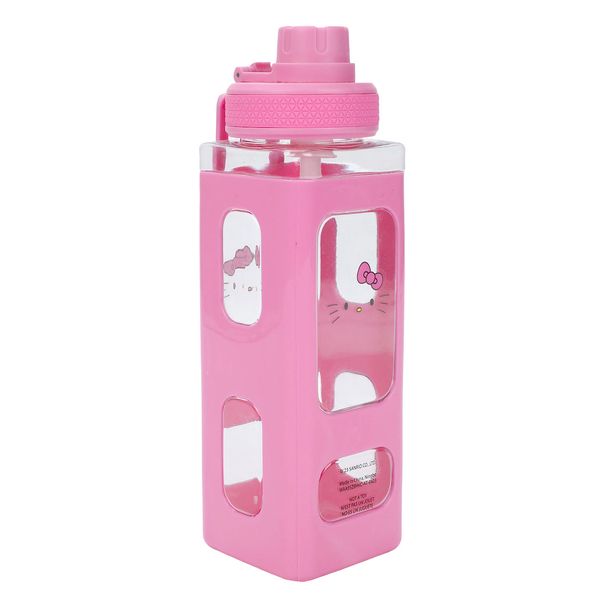Hello Kitty Character Face 24 Oz Adult Pink Square Plastic Water Bottle