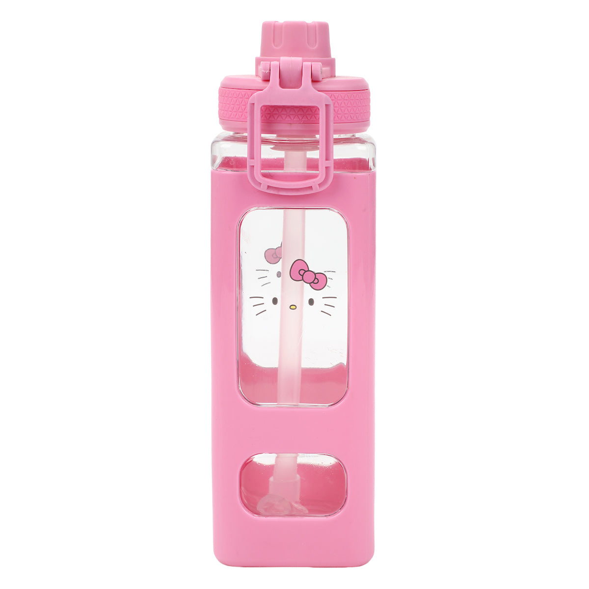 Hello Kitty Character Face 24 Oz Adult Pink Square Plastic Water Bottle