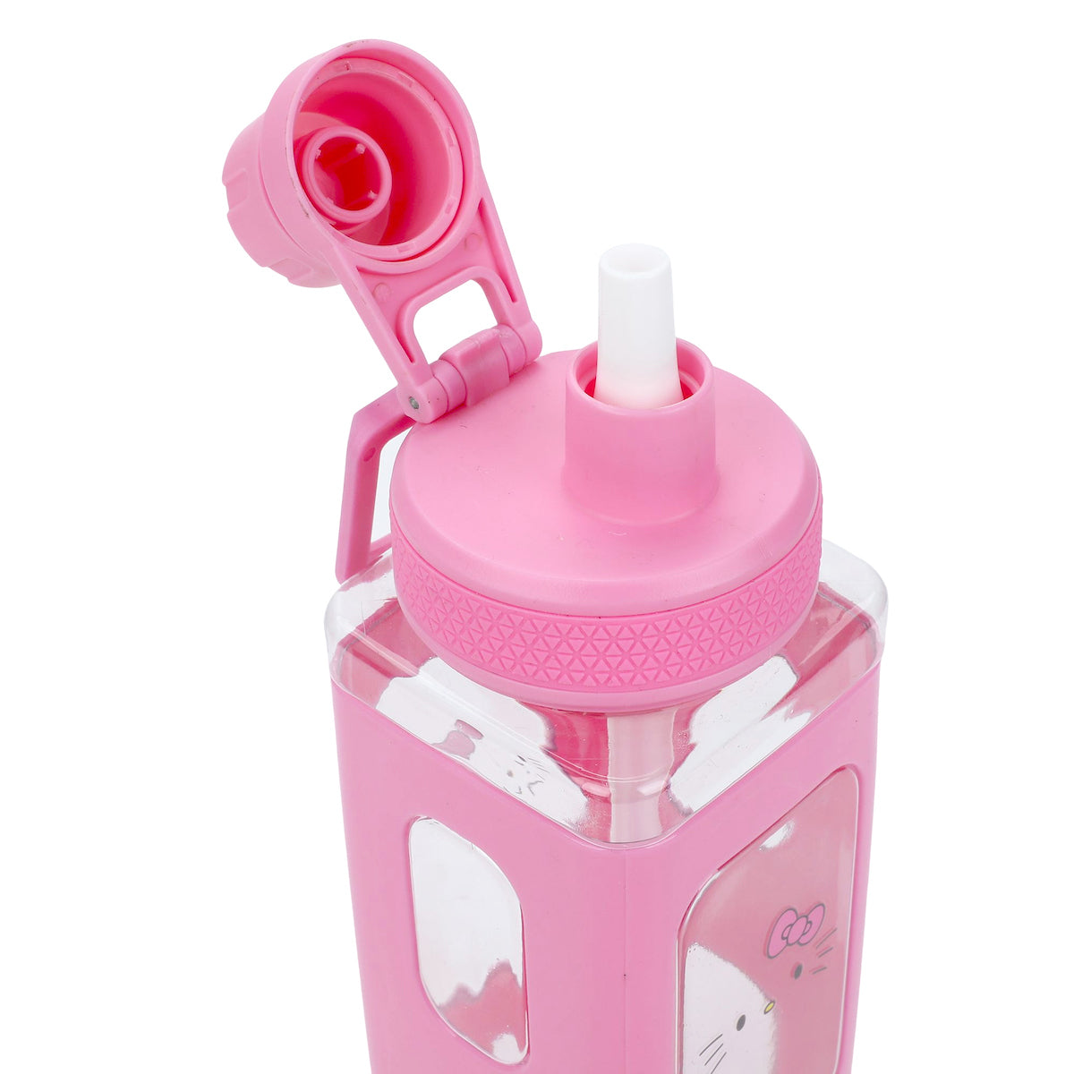 Hello Kitty Character Face 24 Oz Adult Pink Square Plastic Water Bottle