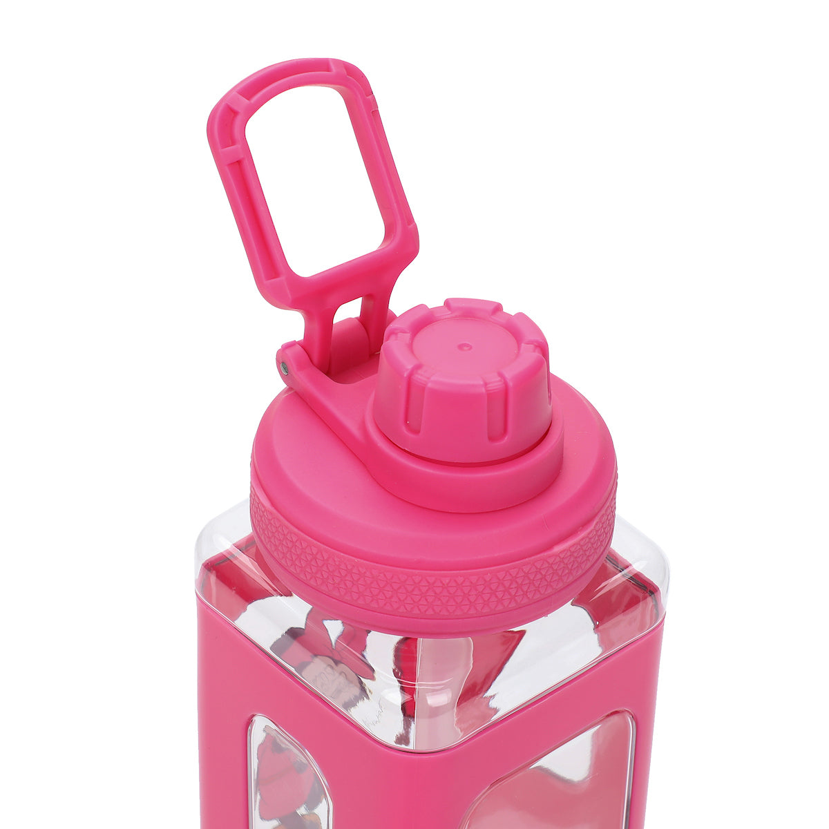 Disney Minnie Mouse Looking And Laughing 24 Oz Pink Square Plastic Water Bottle