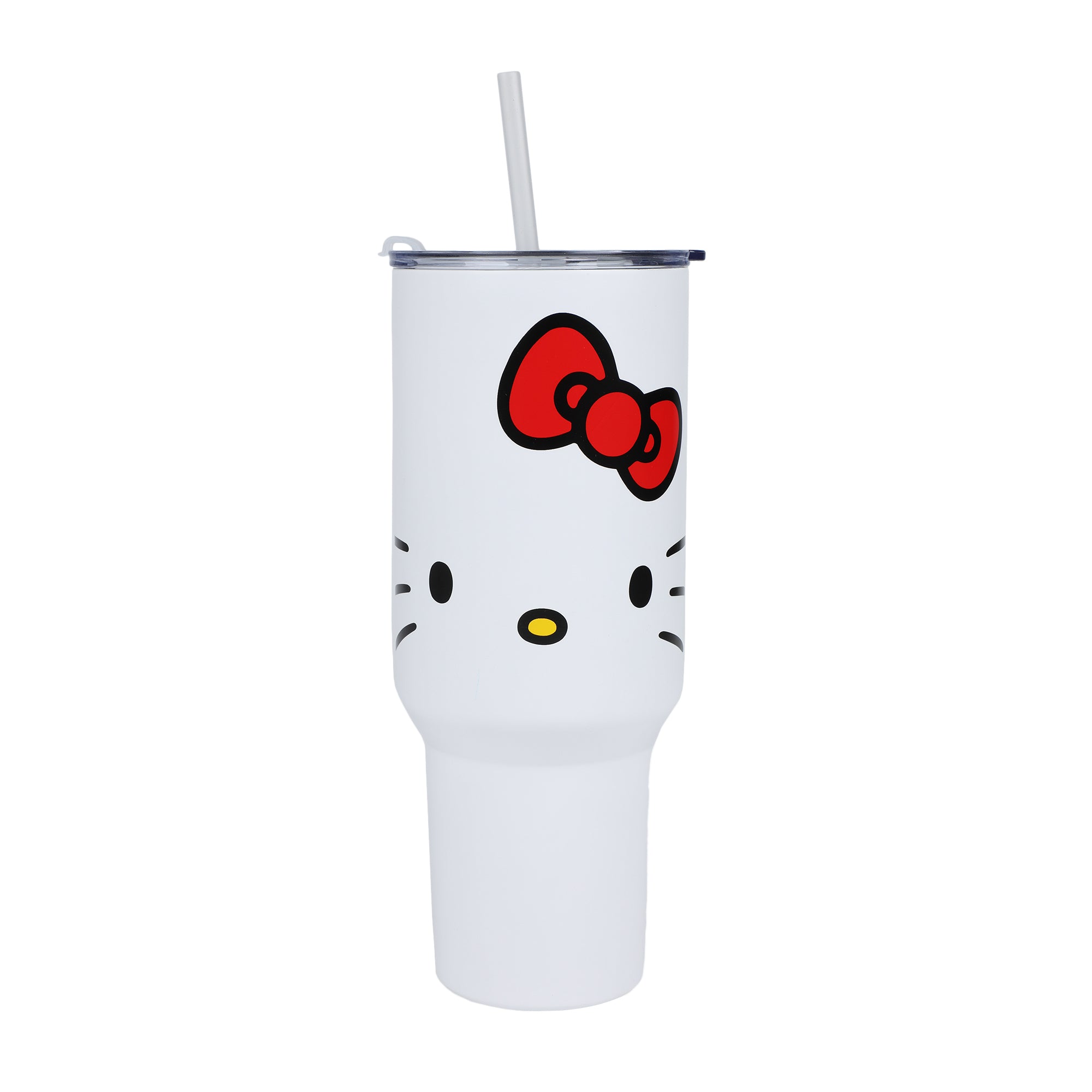 Bioworld Hello Kitty Vacuum Insulated 40 Oz. Stainless Steel Tumbler with Straw & Leak-Proof Lid, Easy Carry Handle for Travel or Home