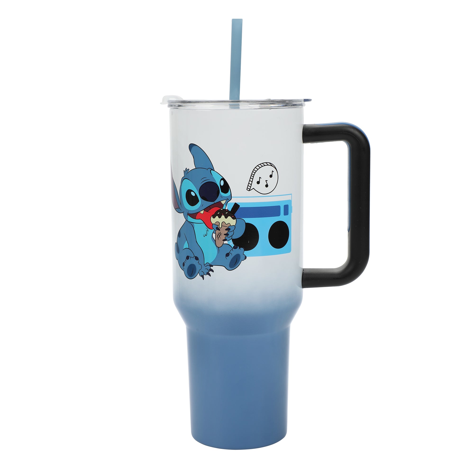 Bioworld Disney Stitch “Chilled Vibes” Vacuum Insulated 40 Oz. Stainless Steel Tumbler with Leak-Proof Lid & Easy Carry Handle for Travel or Home