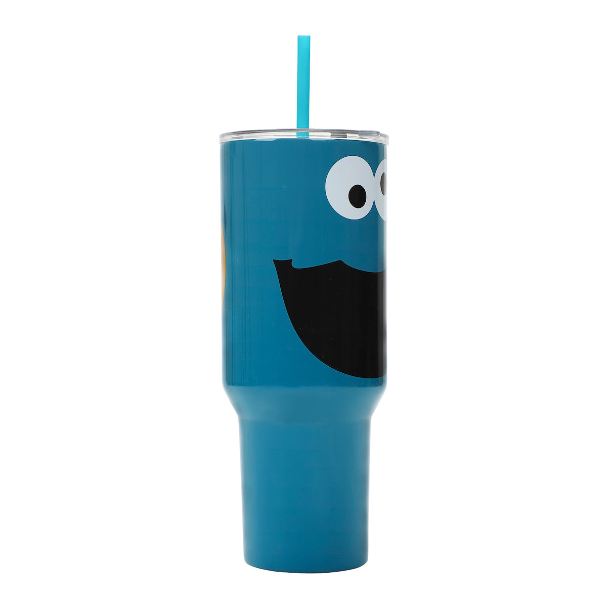 Sesame Street Cookie Monster 40 Oz. Vacuum Insulated Stainless Steel Tumbler with Straw & Leak-Proof Lid Blue Character Design Easy Carry Handle for Travel or Home