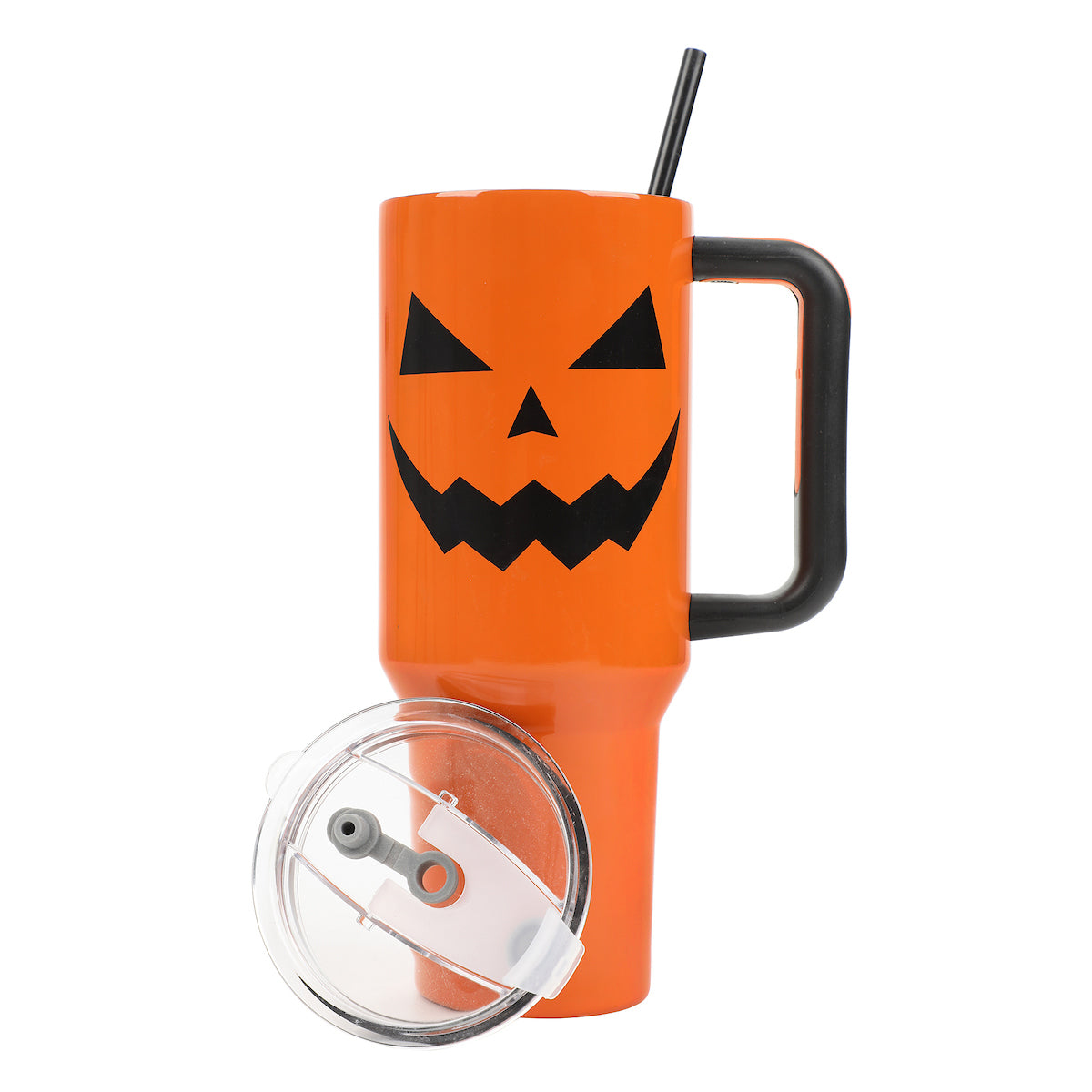 Halloween Jack-O'-Lantern 40 Oz Orange Stainless Steel Tumbler with Handle