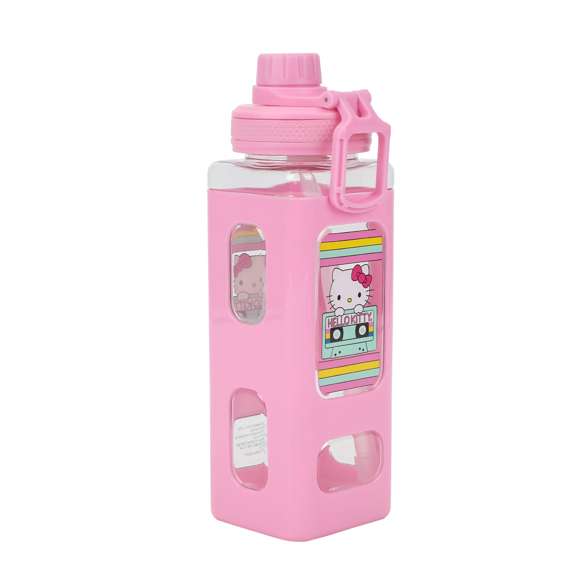 Hello Kitty Cassette Tape 24 Oz Pink Plastic Water Bottle