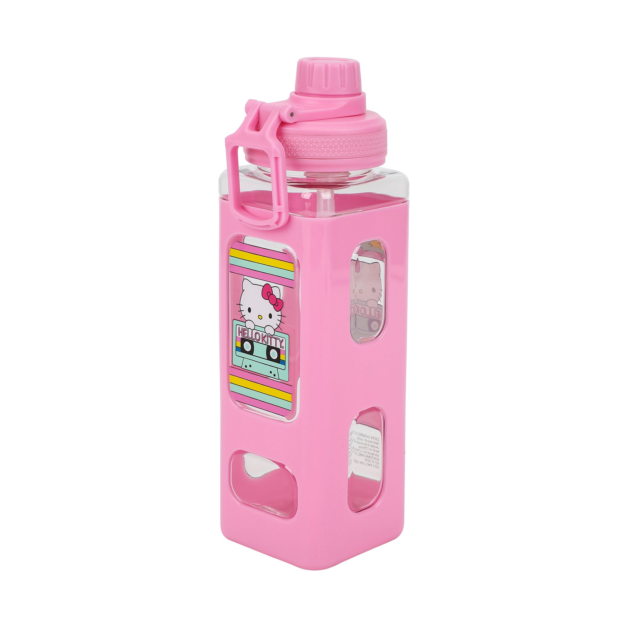 Hello Kitty Cassette Tape 24 Oz Pink Plastic Water Bottle