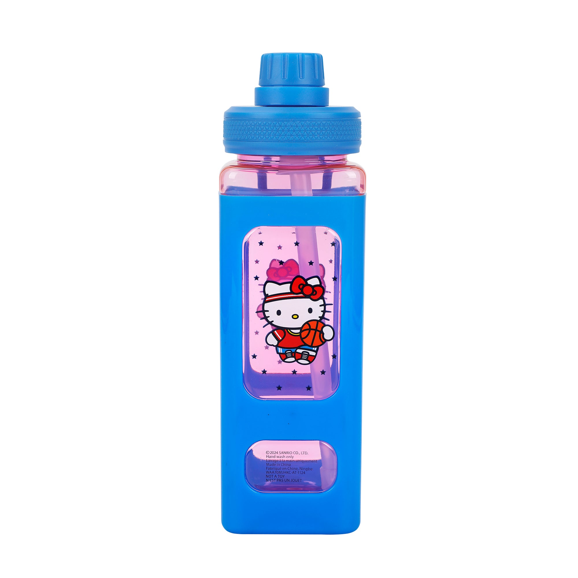 Hello Kitty Basketball 24 Oz Blue Plastic Water Bottle