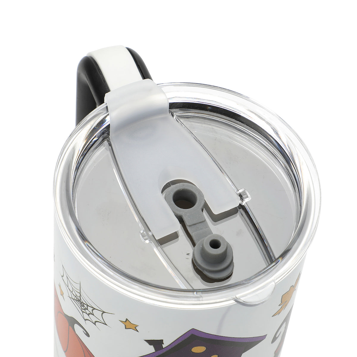 Bioworld Halloween Scary Icons 40 Oz Vacuum Insulated White Stainless Steel Tumbler with Handle & Leak-Proof Lid, Double-Wall Design for Hot or Cold Drinks