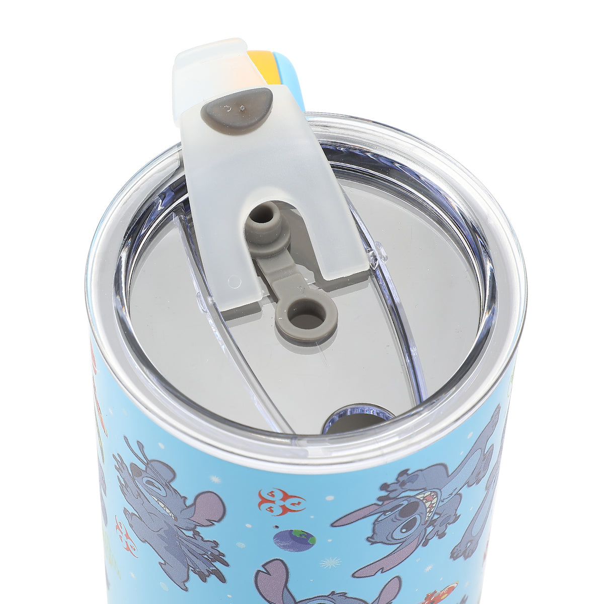 Disney Stitch Tropical Fruits & Flowers 40 Oz Blue Stainless Steel Tumbler With Removable Pouch