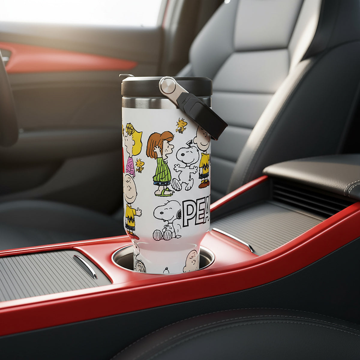 Peanuts All-Over Character Print White 40 Oz Stainless Steel Water Bottle