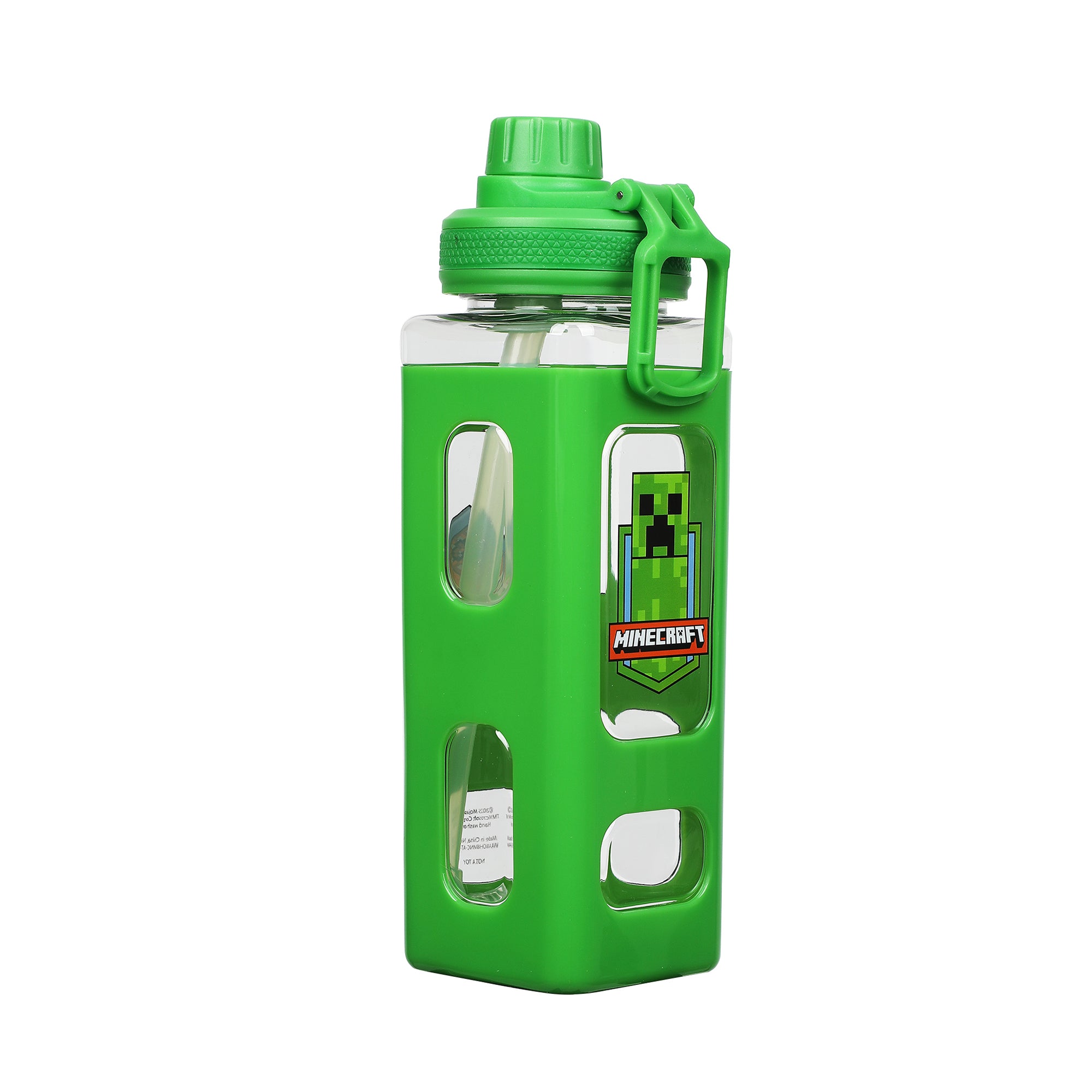 Minecraft Creeper & TNT 24 Oz Square Plastic Water Bottle
