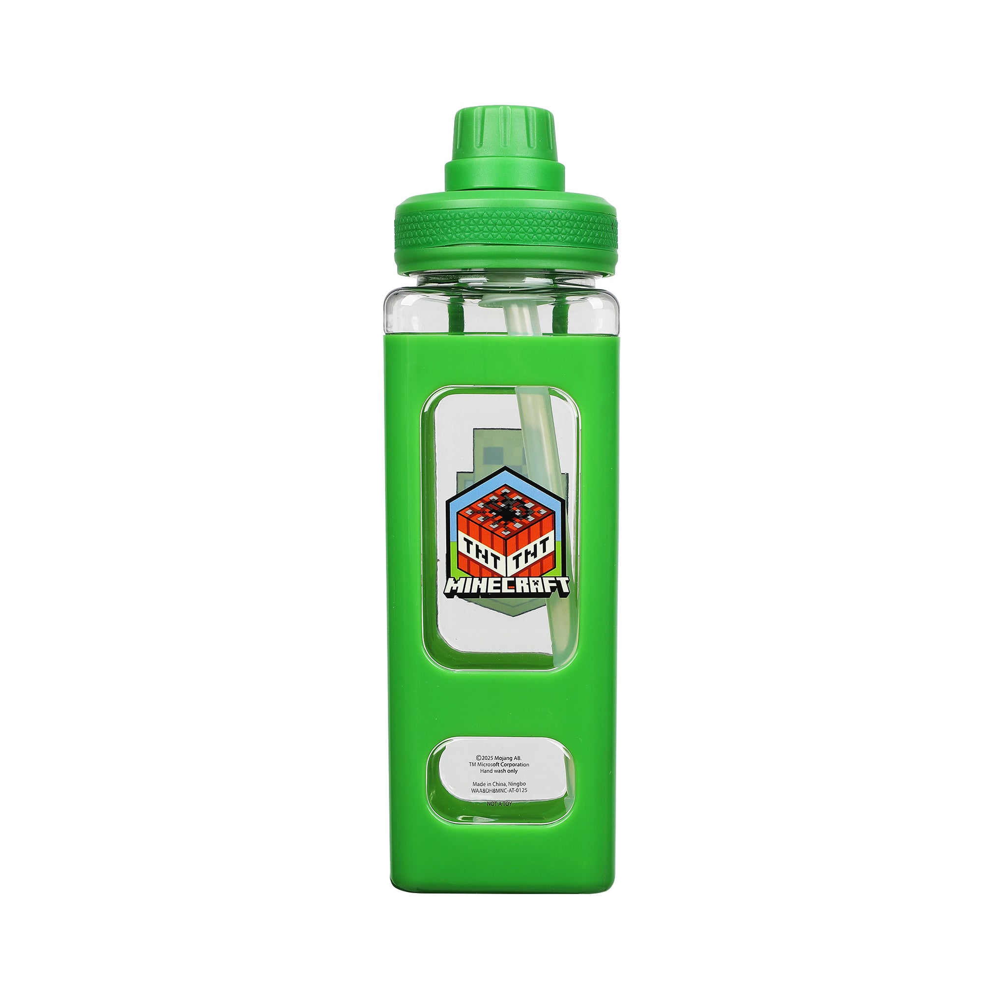 Minecraft Creeper & TNT 24 Oz Square Plastic Water Bottle