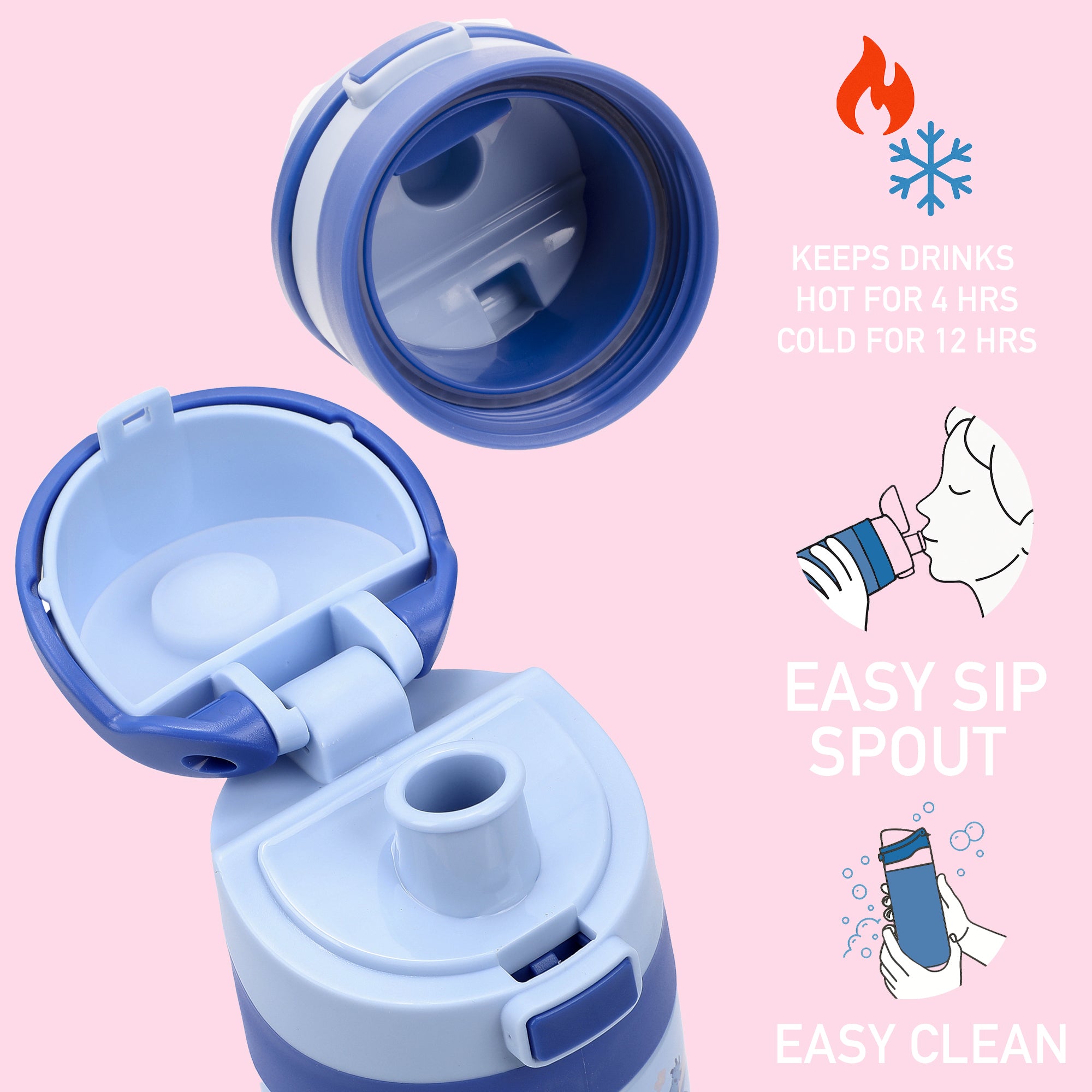 Lilo & Stitch All-Over Stitch Print Blue 24 Oz Stainless Steel Water Bottle