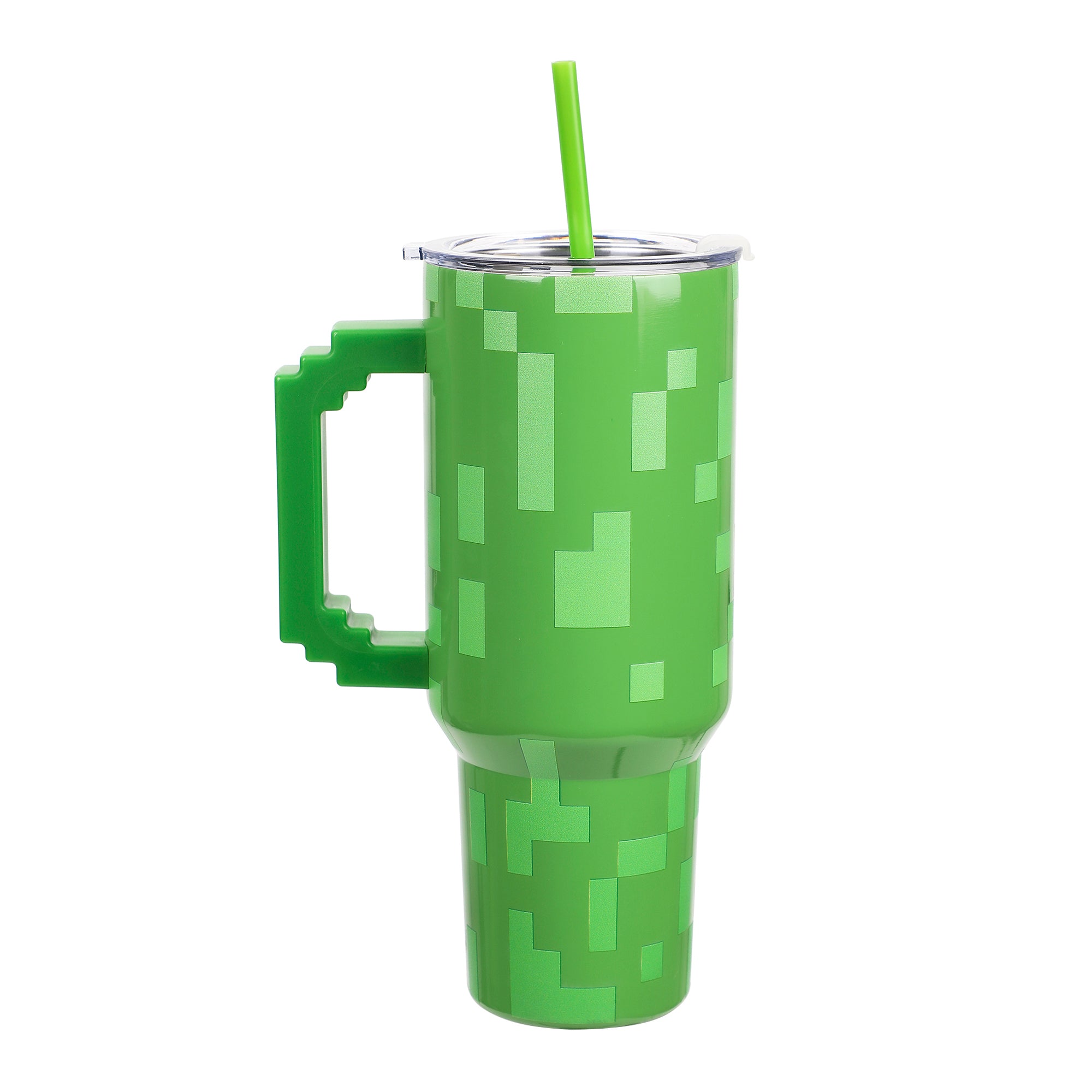 Minecraft Creeper Ultimate 40 Oz. Stainless Steel Tumbler With Pixelated Handle