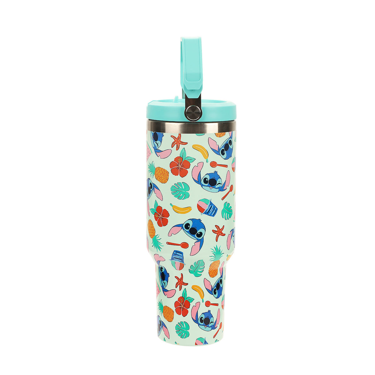 Lilo & Stitch All-Over Tropical Stitch Print Blue 40 Oz Stainless Steel Water Bottle