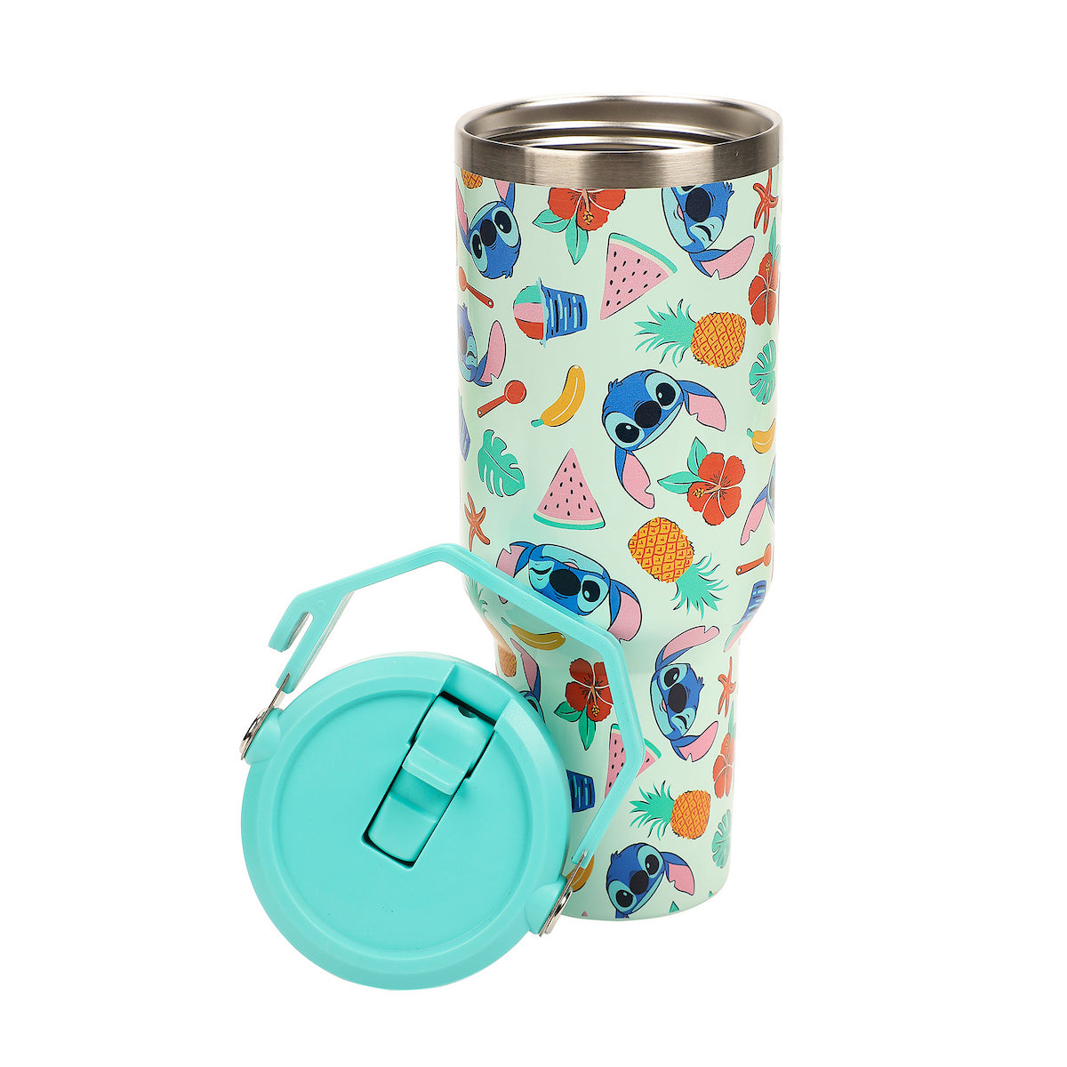 Lilo & Stitch All-Over Tropical Stitch Print Blue 40 Oz Stainless Steel Water Bottle