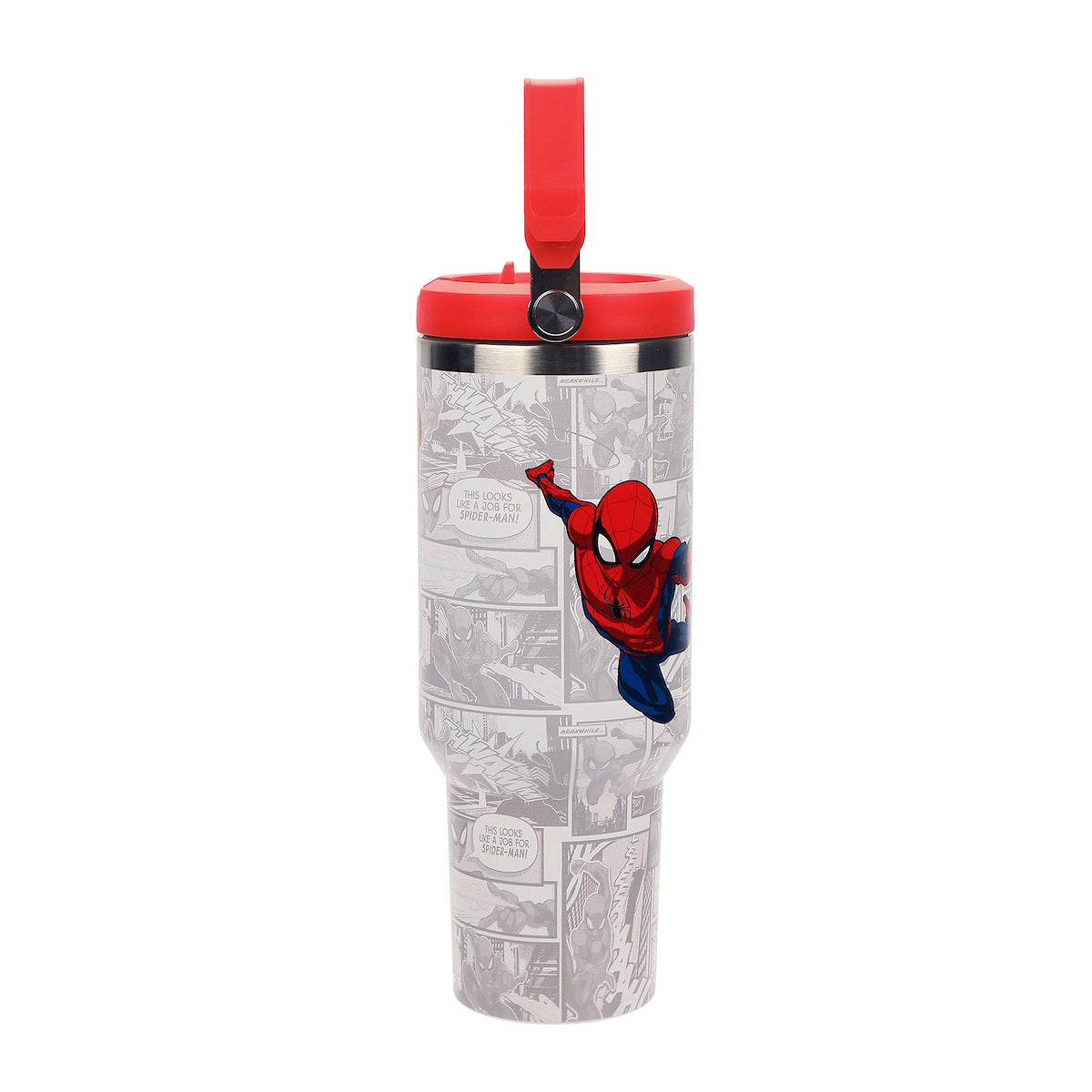 Spider-Man Web Swinging Poses White 40 Oz Stainless Steel Water Bottle