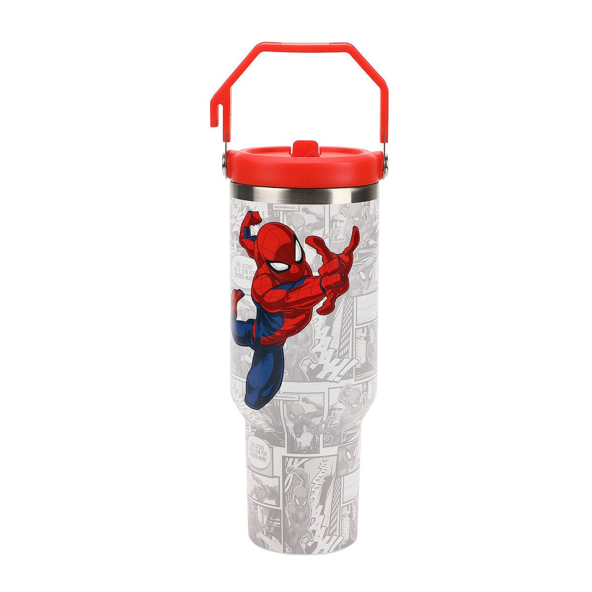 Spider-Man Web Swinging Poses White 40 Oz Stainless Steel Water Bottle