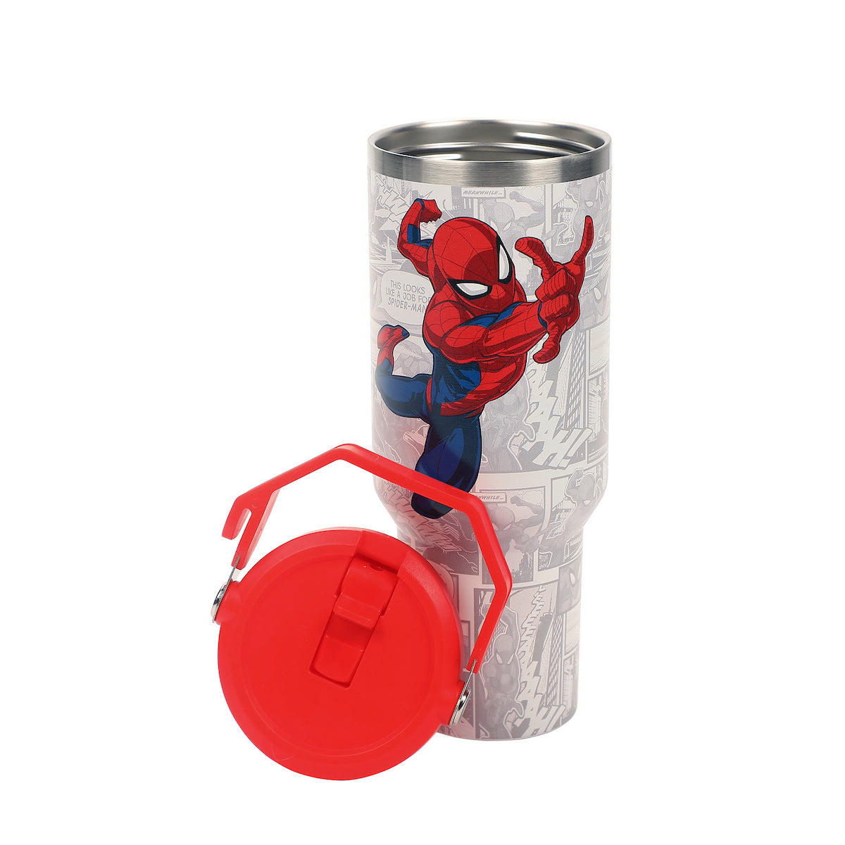 Spider-Man Web Swinging Poses White 40 Oz Stainless Steel Water Bottle
