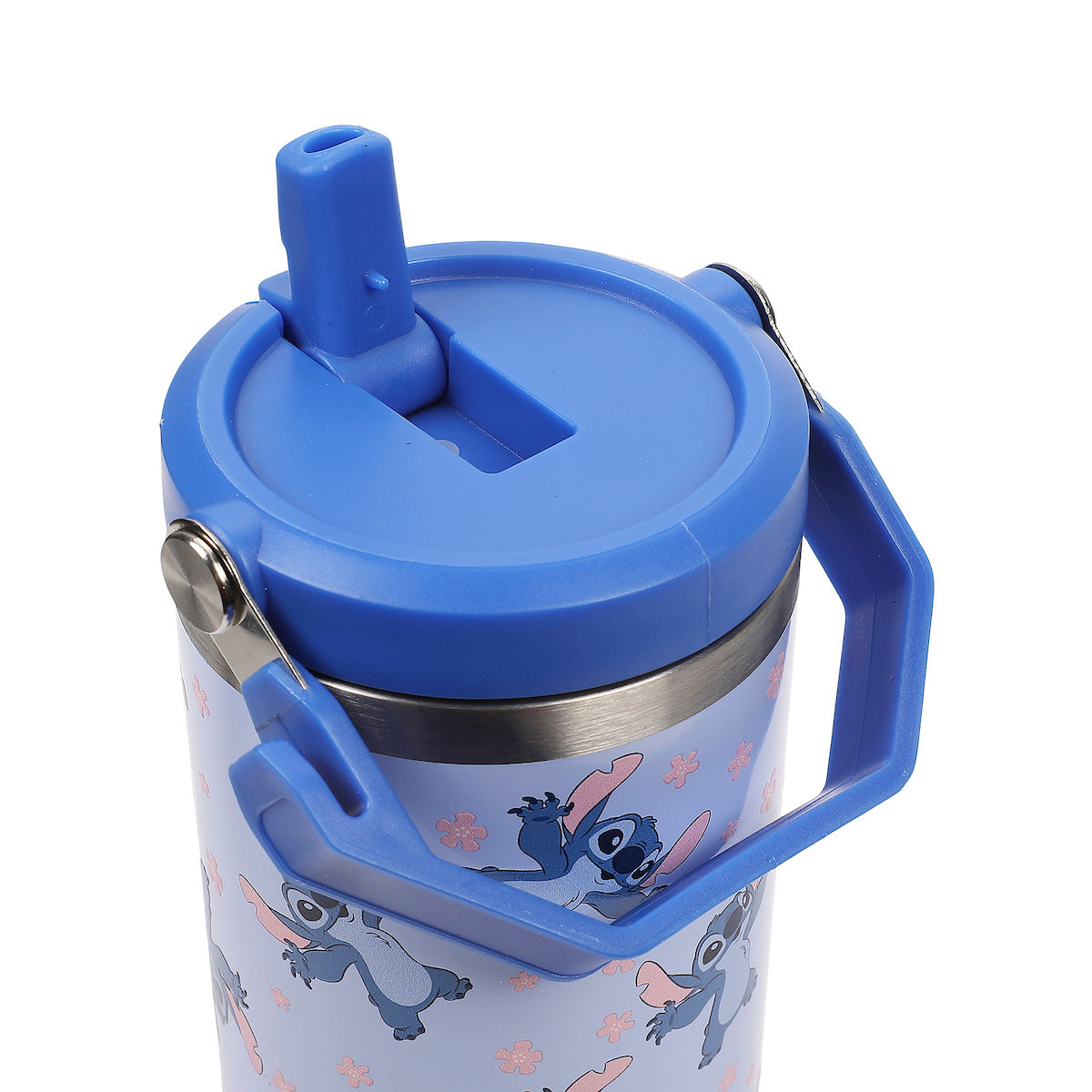 Disney Lilo & Stitch Sky Blue AOP 40 Oz. Vacuum Sealed Stainless Steel Tumbler With Carry Handle