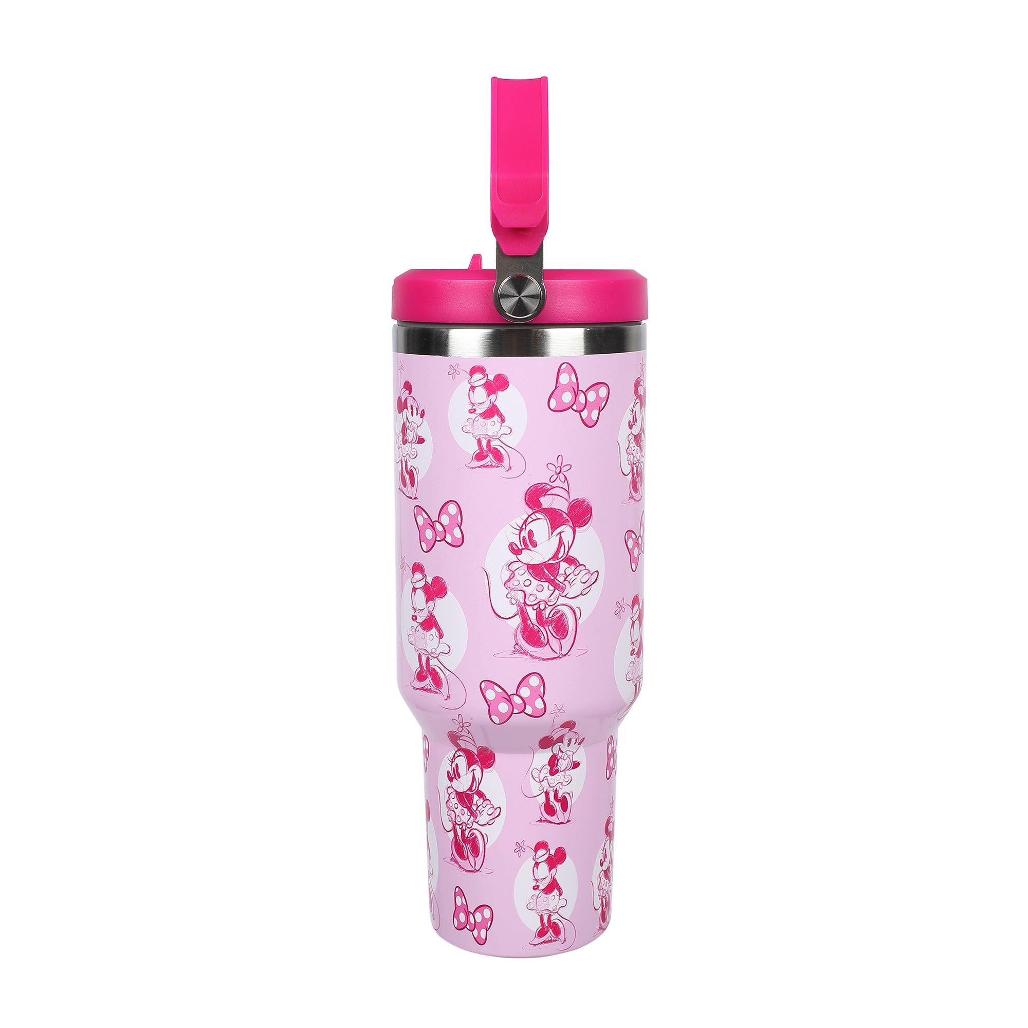 Disney Minnie Mouse & Bows All-Over Print 40 Oz Pink Stainless Steel Water Bottle