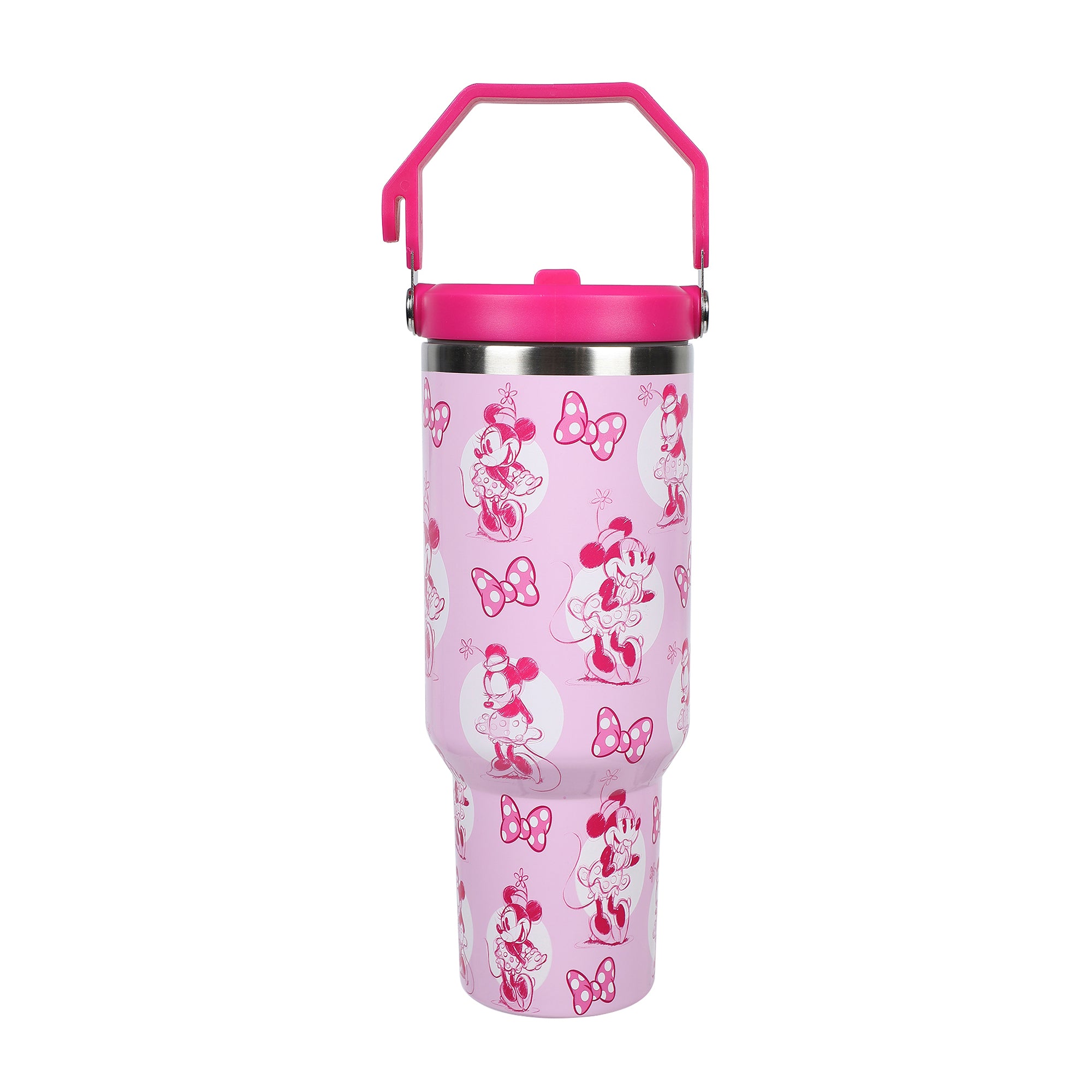 Disney Minnie Mouse & Bows All-Over Print 40 Oz Pink Stainless Steel Water Bottle