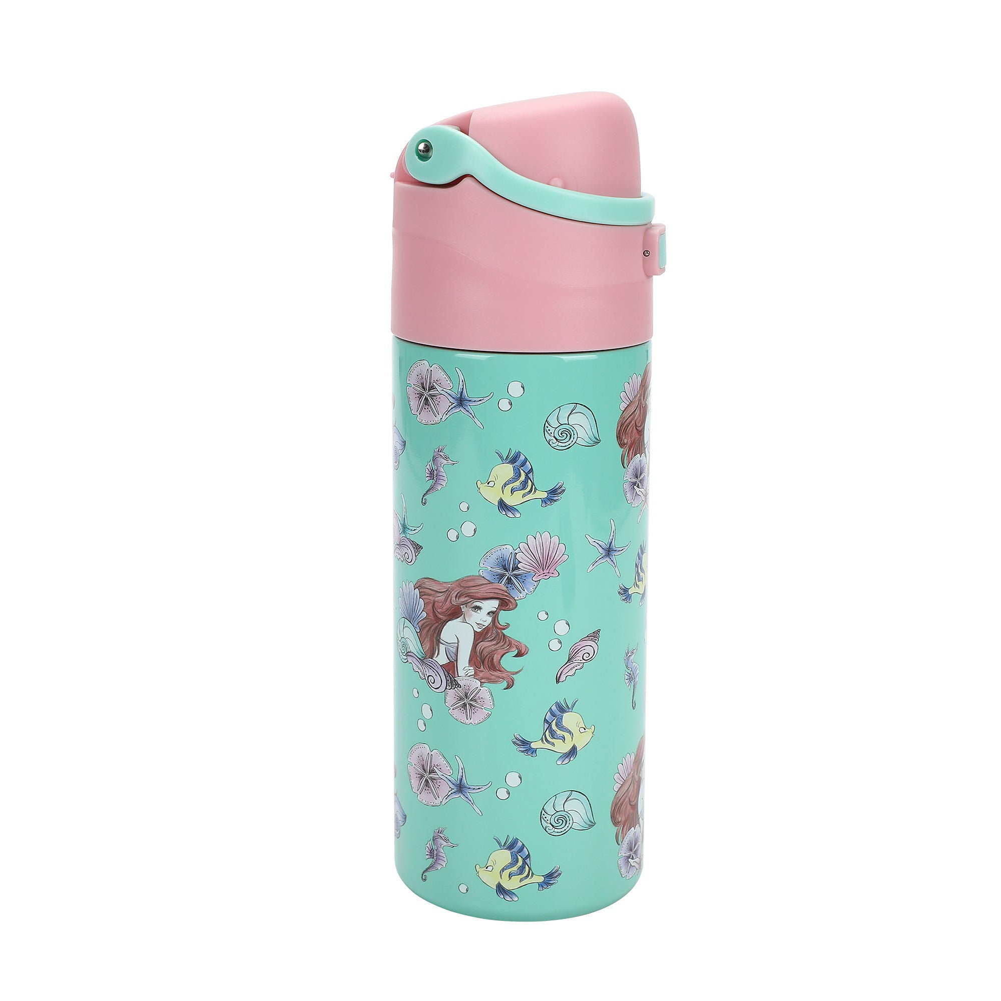 The Little Mermaid Ariel & Flounder All-Over Print 24 Oz Stainless Steel Water Bottle